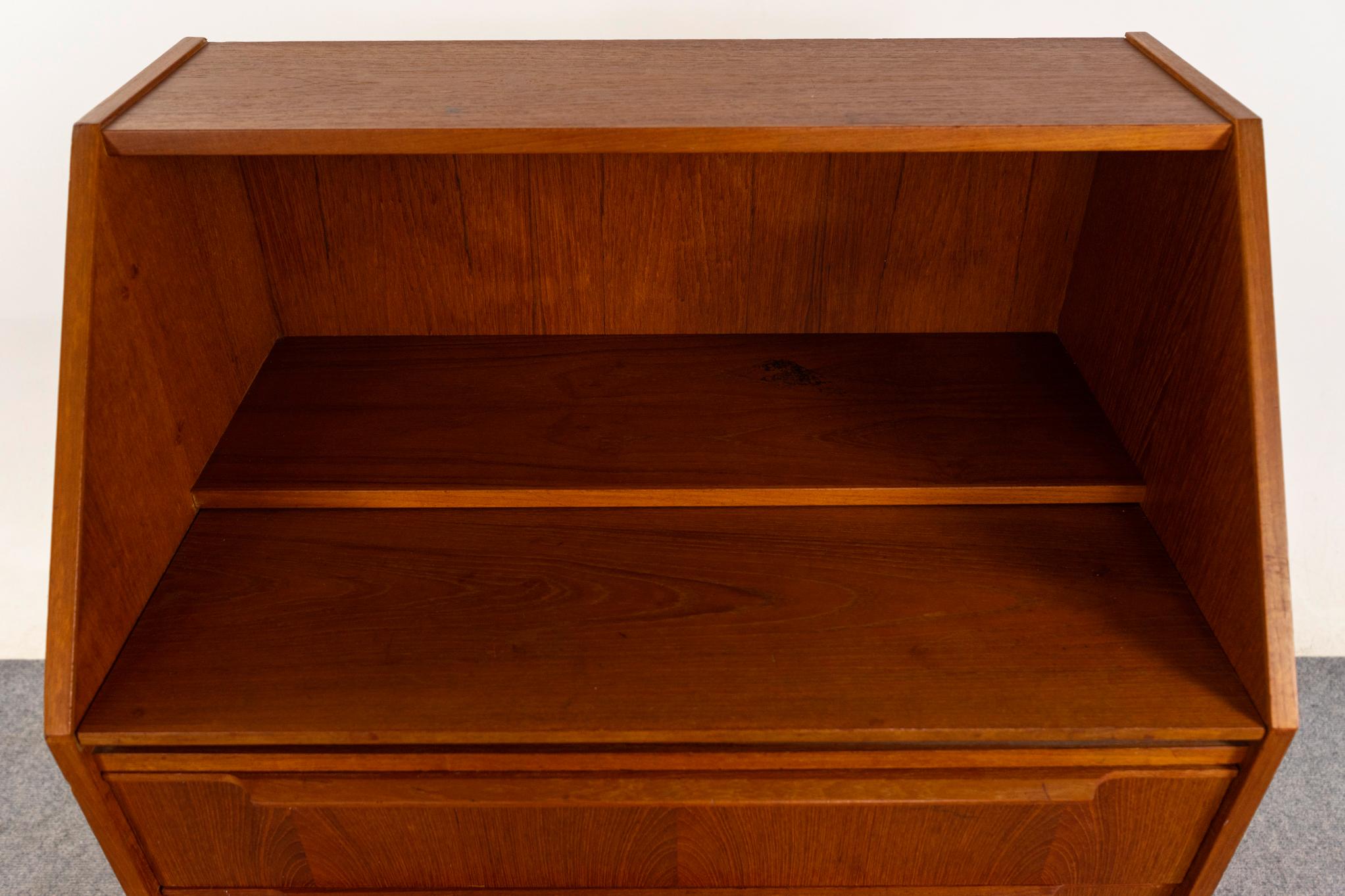 Veneer Danish Mid Century Teak Secretaire / Secretary Desk For Sale