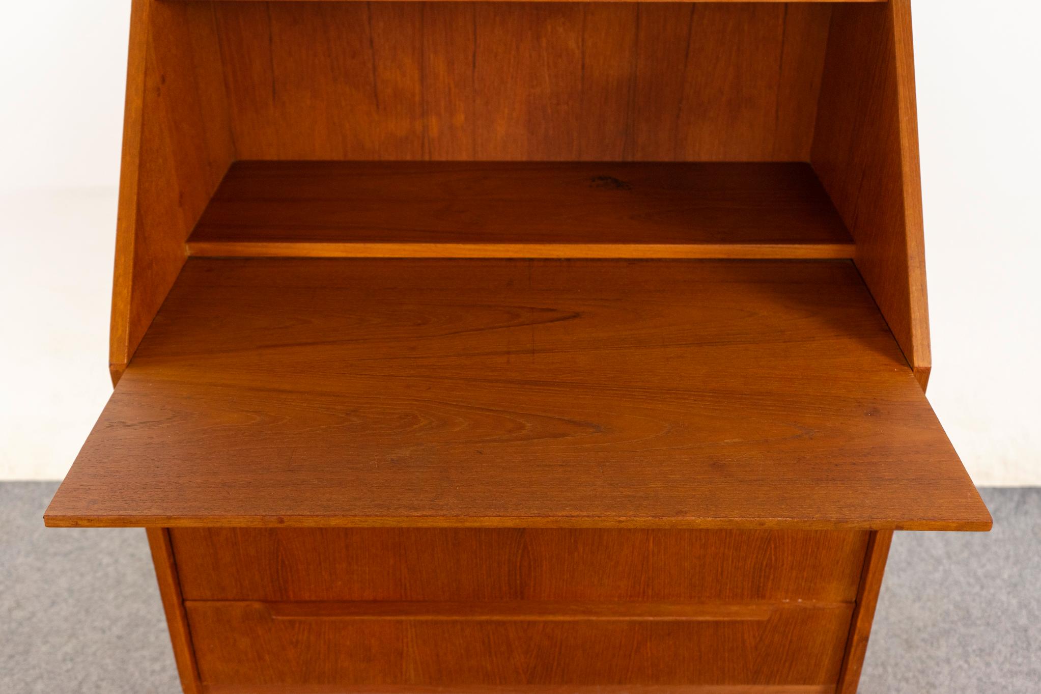 Danish Mid Century Teak Secretaire / Secretary Desk For Sale 1
