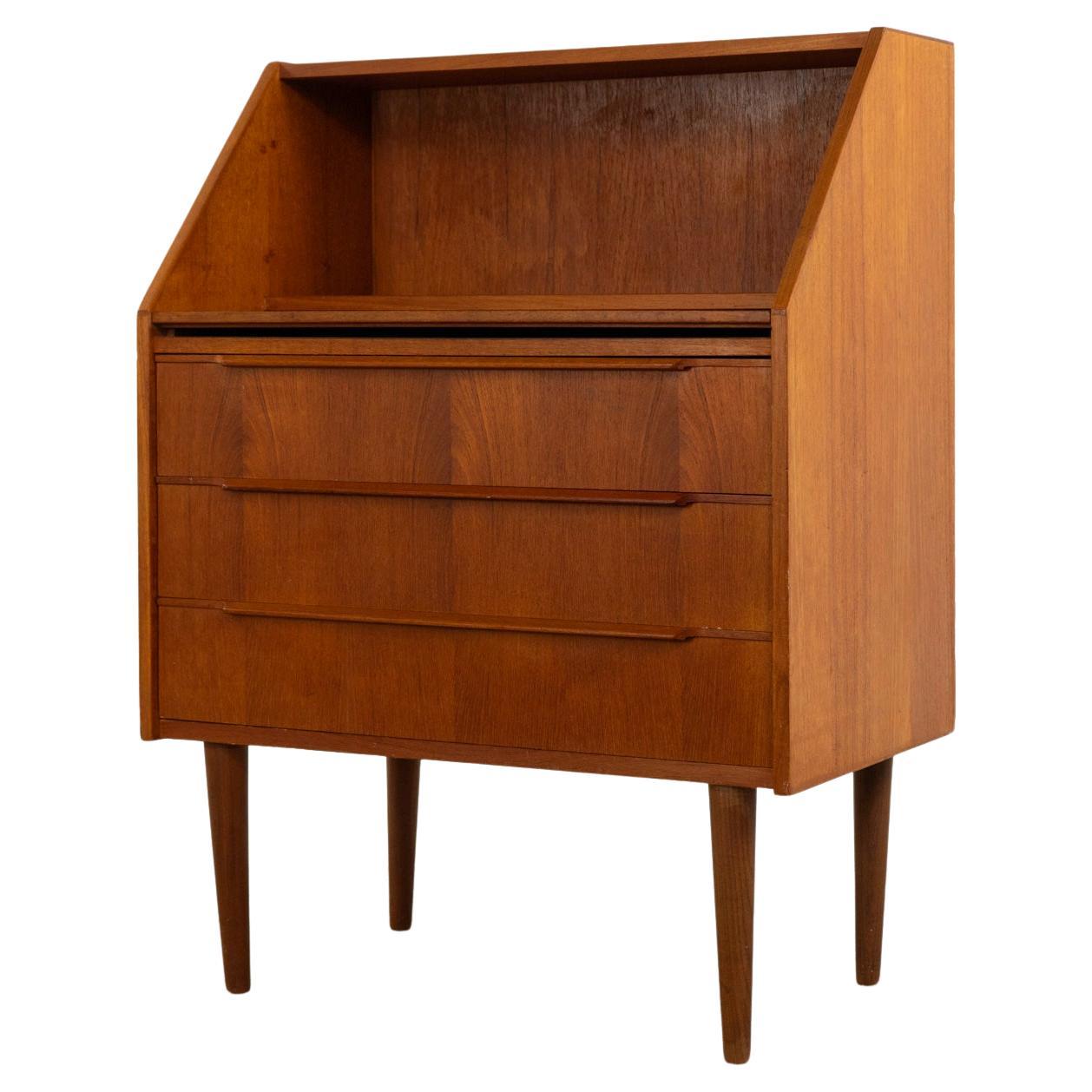 Danish Mid Century Teak Secretaire / Secretary Desk For Sale