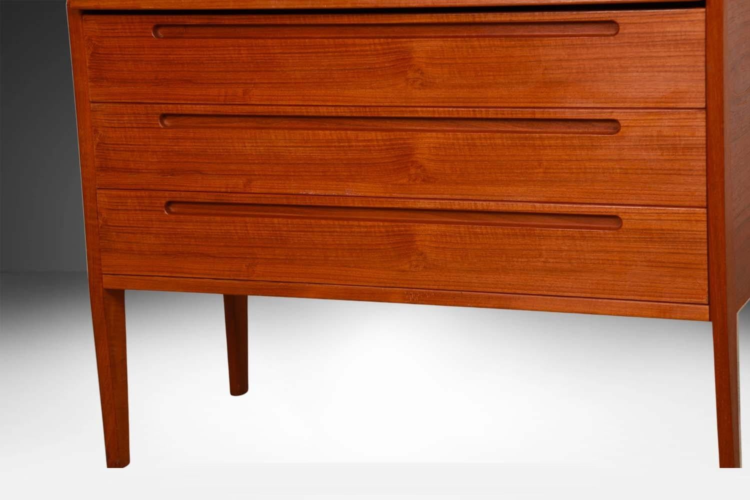 Danish Mid Century Teak Secretary Desk Vanity with Mirror Kai Kristiansen For Sale 5
