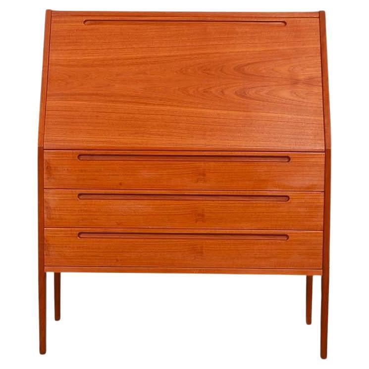 Danish Mid Century Teak Secretary Desk Vanity with Mirror Kai Kristiansen For Sale