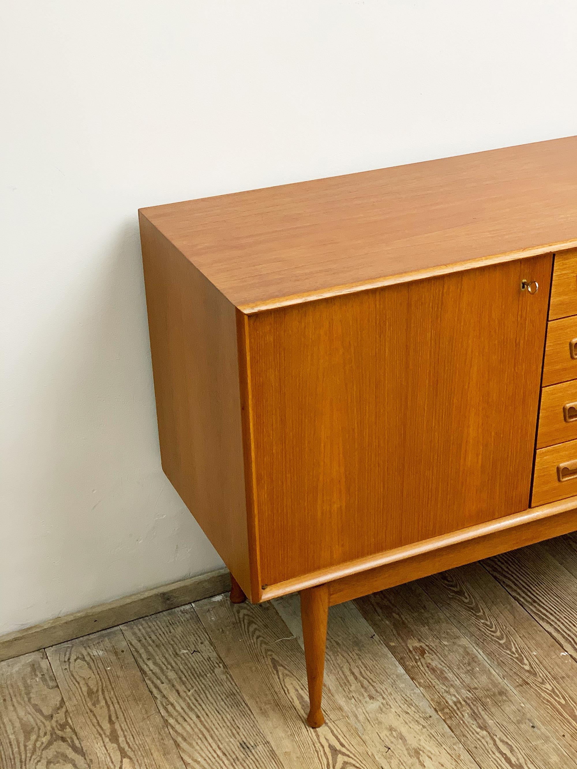 Danish Mid-Century Teak Sideboard or Credenza with Sculpted Legs, Denmark, 1950s 3