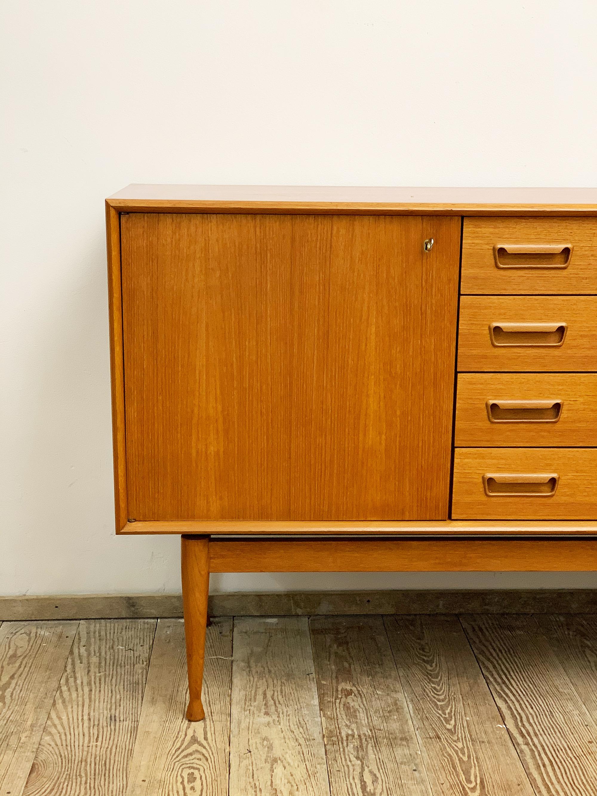Danish Mid-Century Teak Sideboard or Credenza with Sculpted Legs, Denmark, 1950s 4