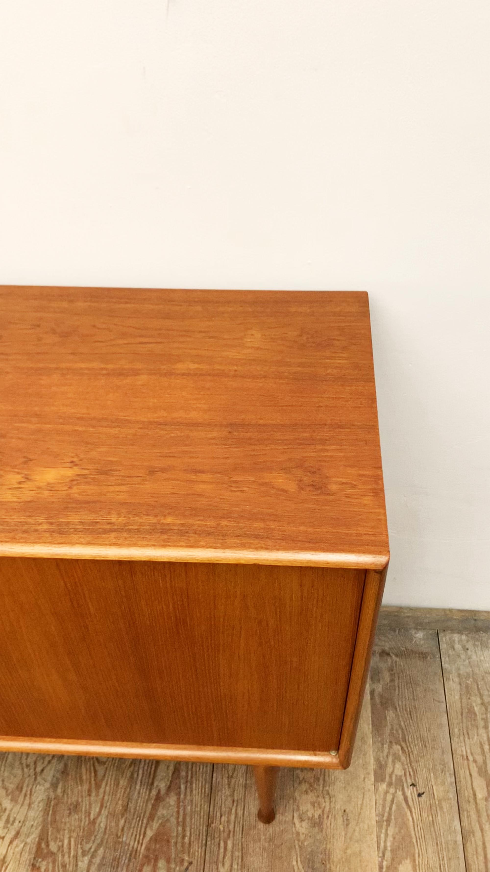 Danish Mid-Century Teak Sideboard or Credenza with Sculpted Legs, Denmark, 1950s 12