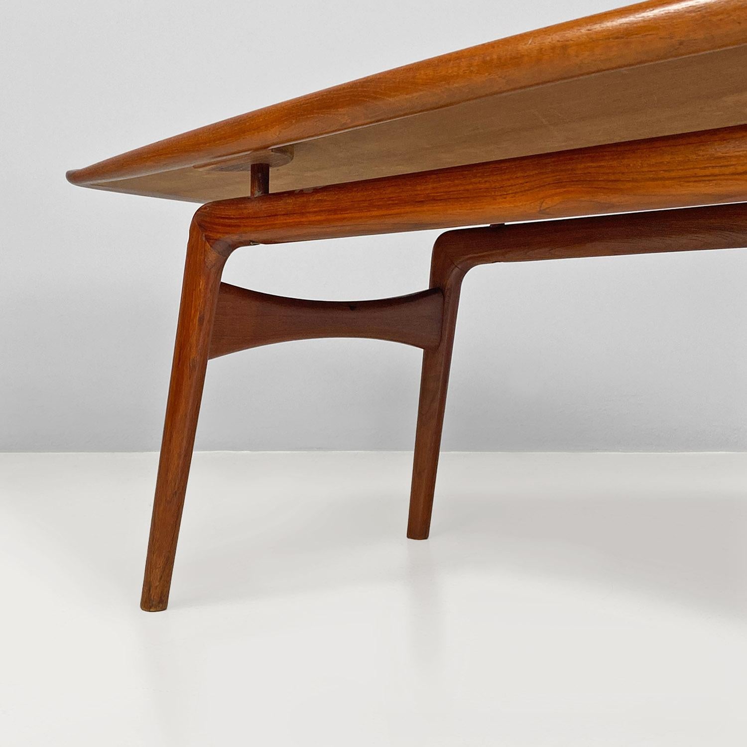 Danish mid-century teak surfboard table by Hovmand-Olsen for Mogens Kold, 1960s For Sale 10