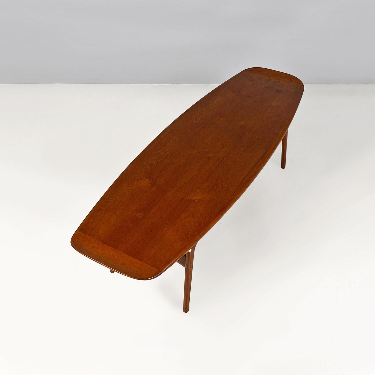 Mid-20th Century Danish mid-century teak surfboard table by Hovmand-Olsen for Mogens Kold, 1960s For Sale