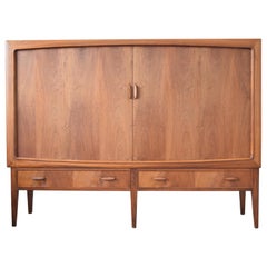 Danish Midcentury Teak Tambour Door Credenza, 1950s