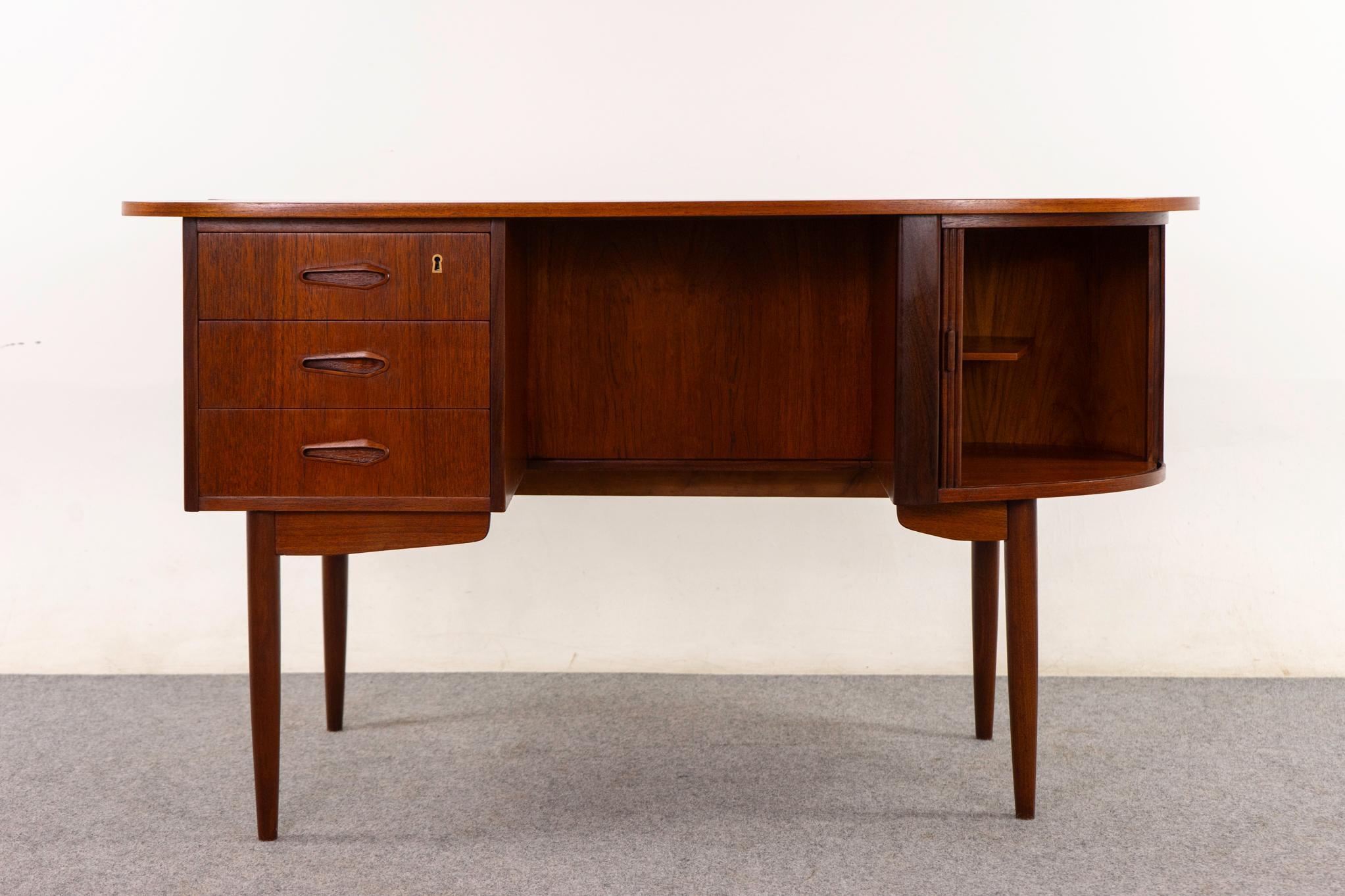 Scandinavian Modern Danish Mid-Century Teak Tambour Door Desk For Sale