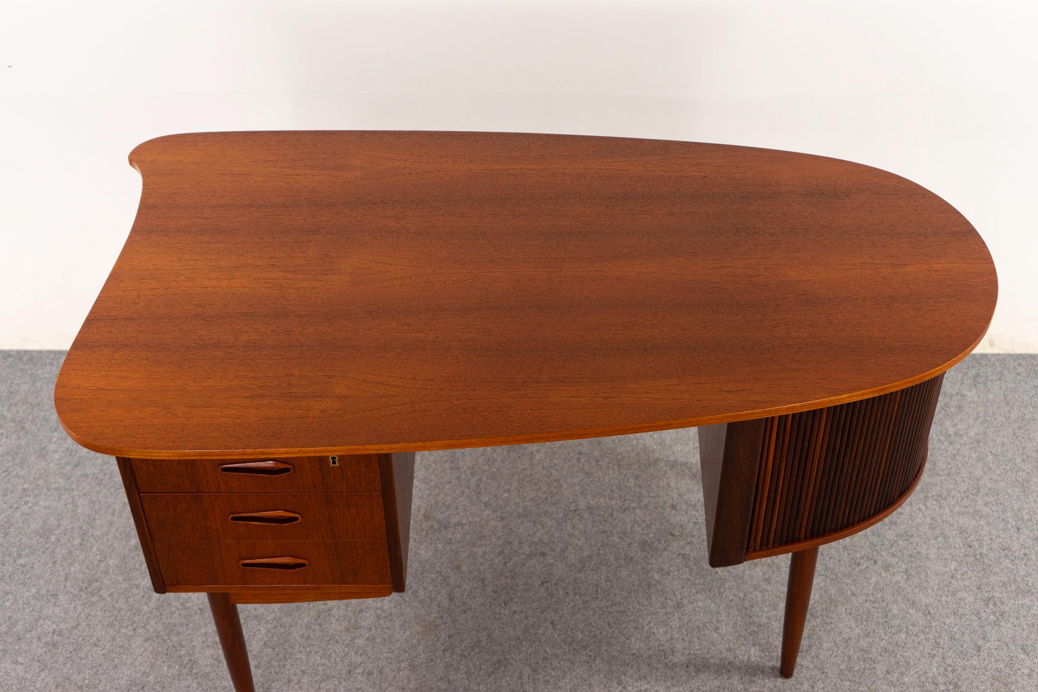 Danish Mid-Century Teak Tambour Door Desk For Sale 1