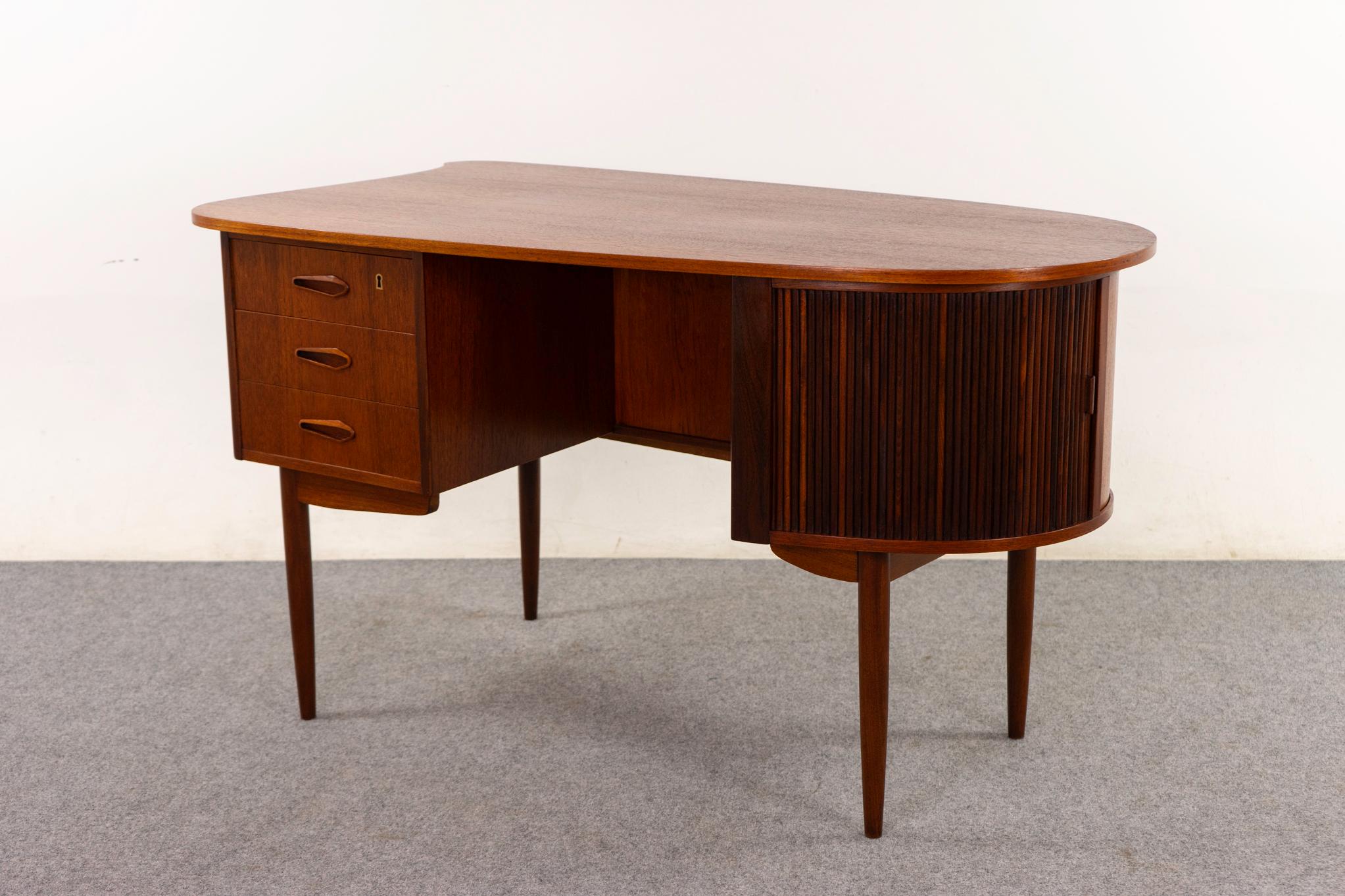 Danish Mid-Century Teak Tambour Door Desk For Sale 3