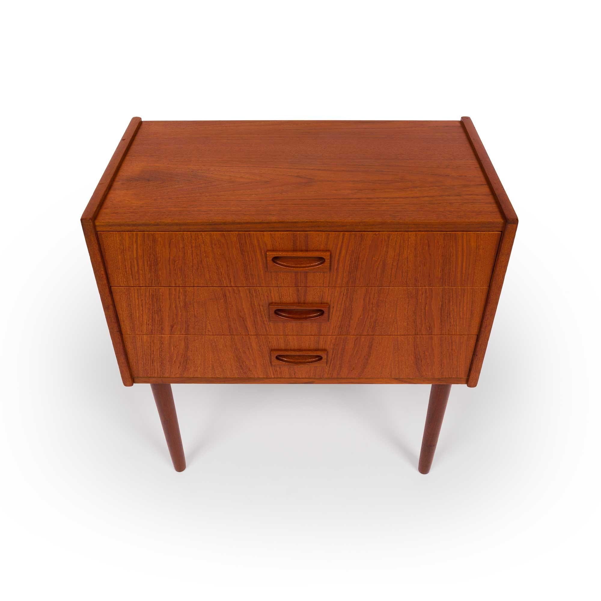 20th Century Danish Mid-Century Teak Three Drawer Chest 1960s For Sale