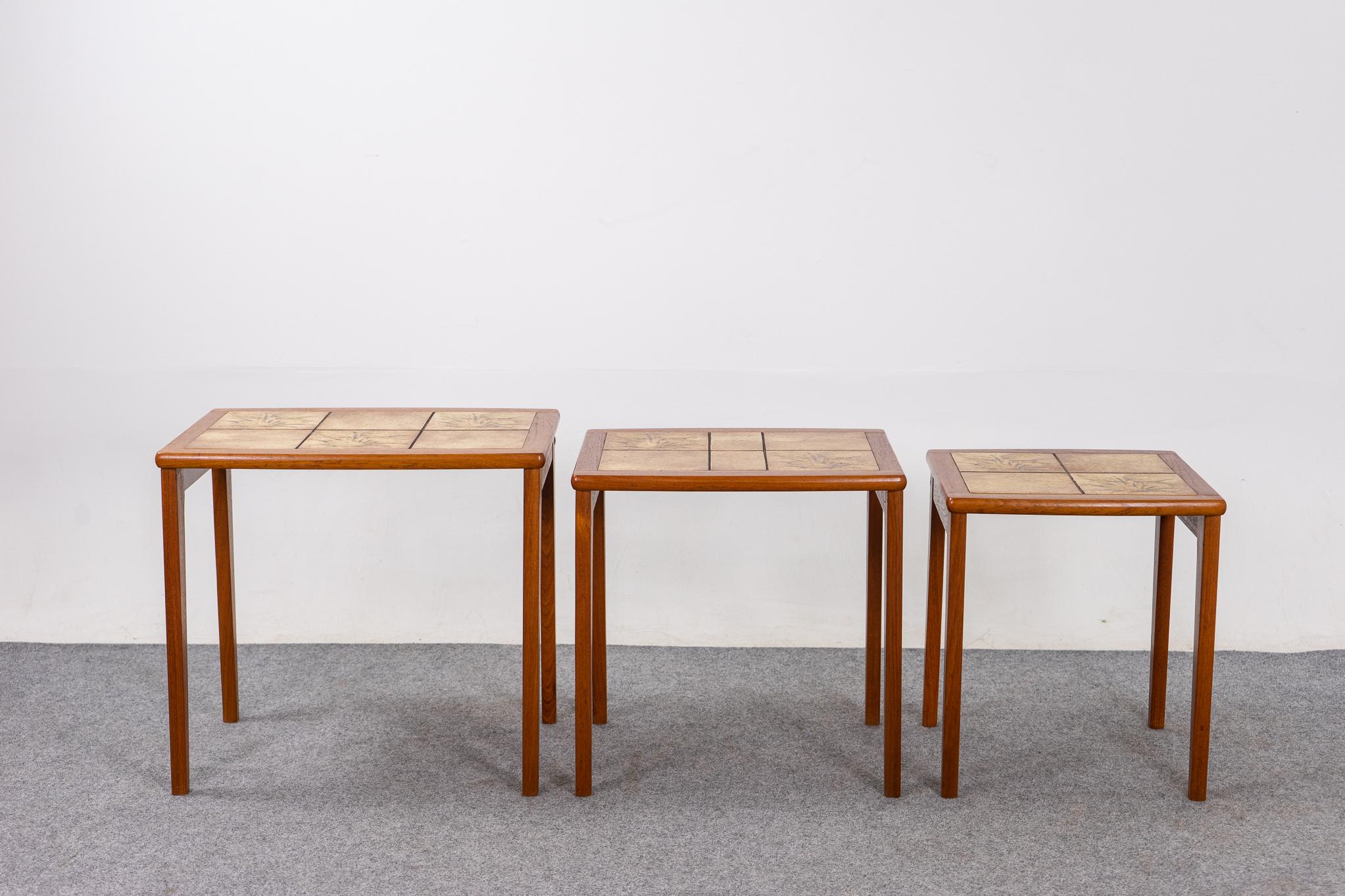 Danish Mid-Century Teak & Tile Nesting Tables For Sale 4