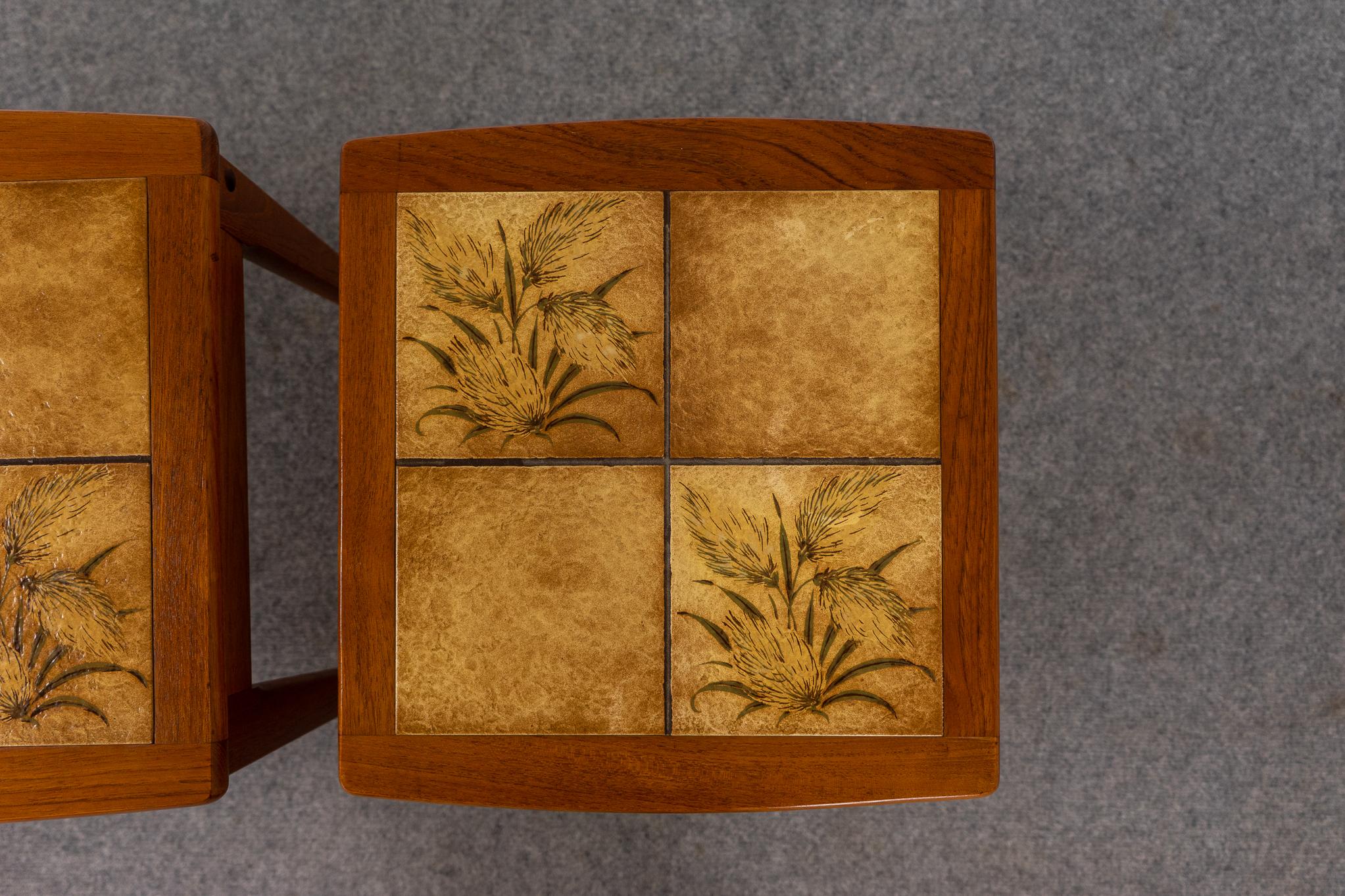 Danish Mid-Century Teak & Tile Nesting Tables For Sale 7