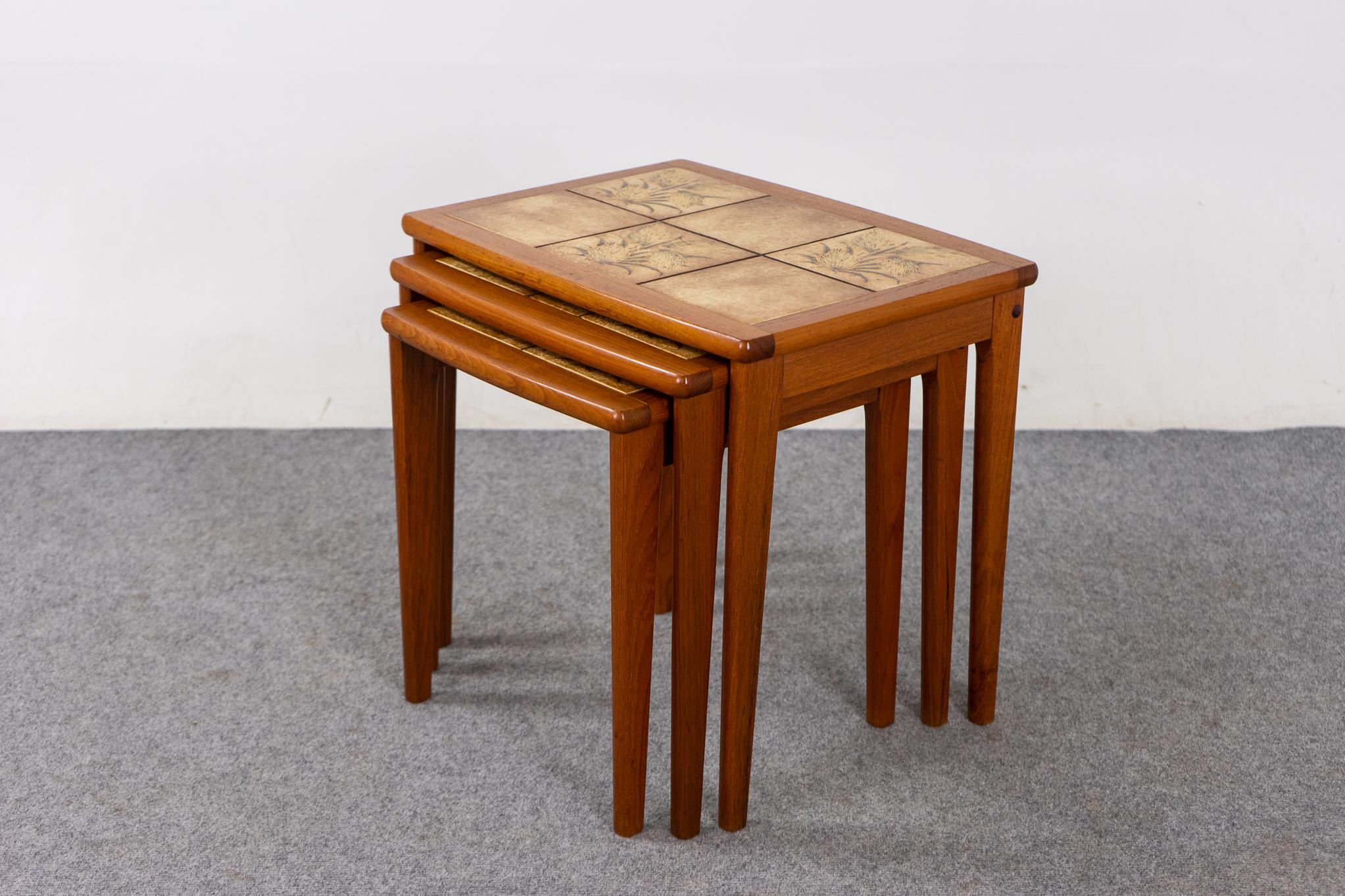 Danish Mid-Century Teak & Tile Nesting Tables For Sale 1
