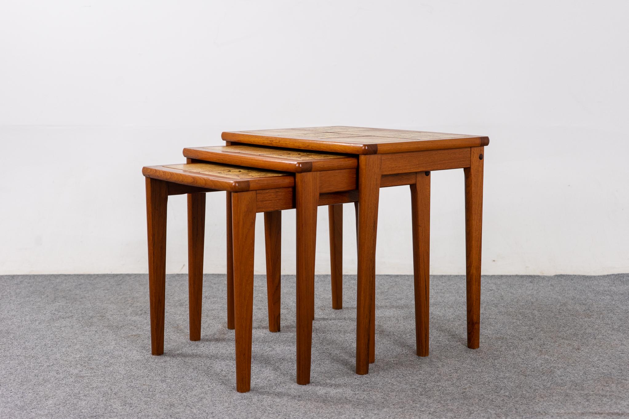 Danish Mid-Century Teak & Tile Nesting Tables For Sale 2