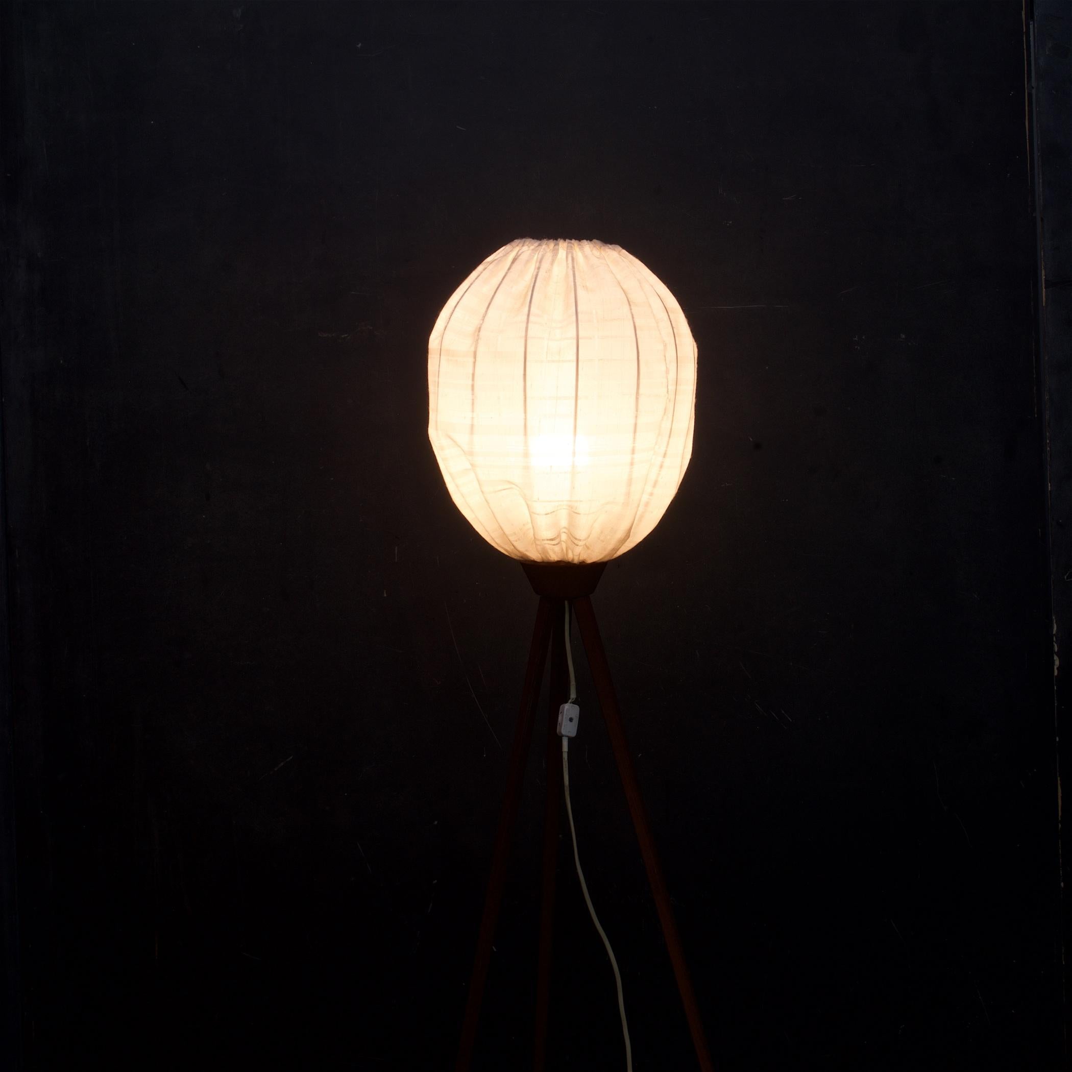 Danish Mid-Century Teak Tripod Floor Lamp 1960s Vintage Ufo Bubble Lantern Luxus 1