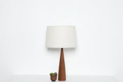 Danish Mid-Century Teak Turned Cone Table Lamp, Vintage Design, 1950s
