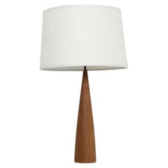 Danish Mid-Century Teak Turned Cone Table Lamp, Vintage Design, 1950s