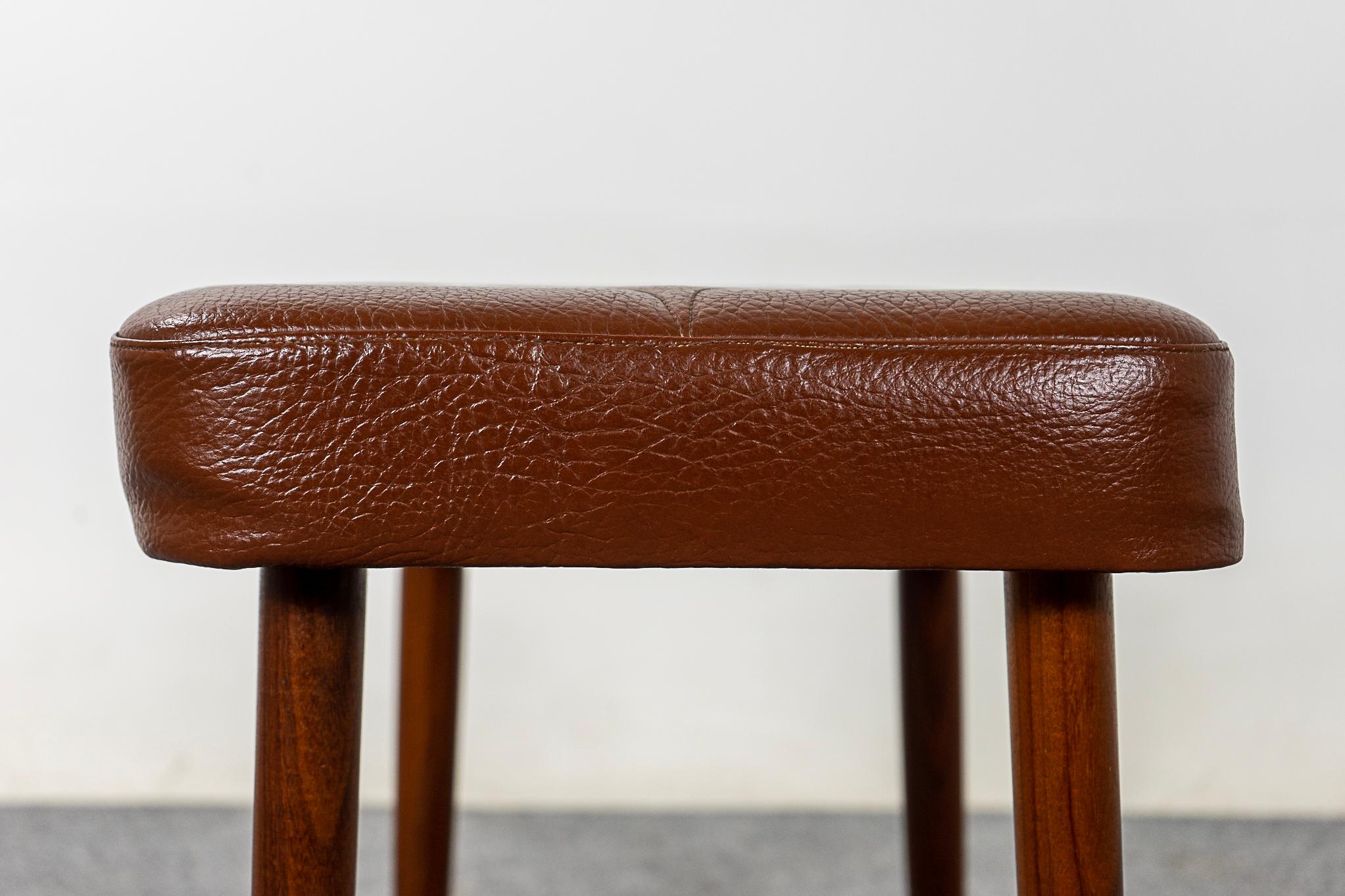 Danish Mid-Century Teak & Vinyl Footstool For Sale 3