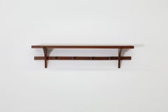 Danish Mid-Century Teak Wall Mount Coat Rack with Shelf, 1960s