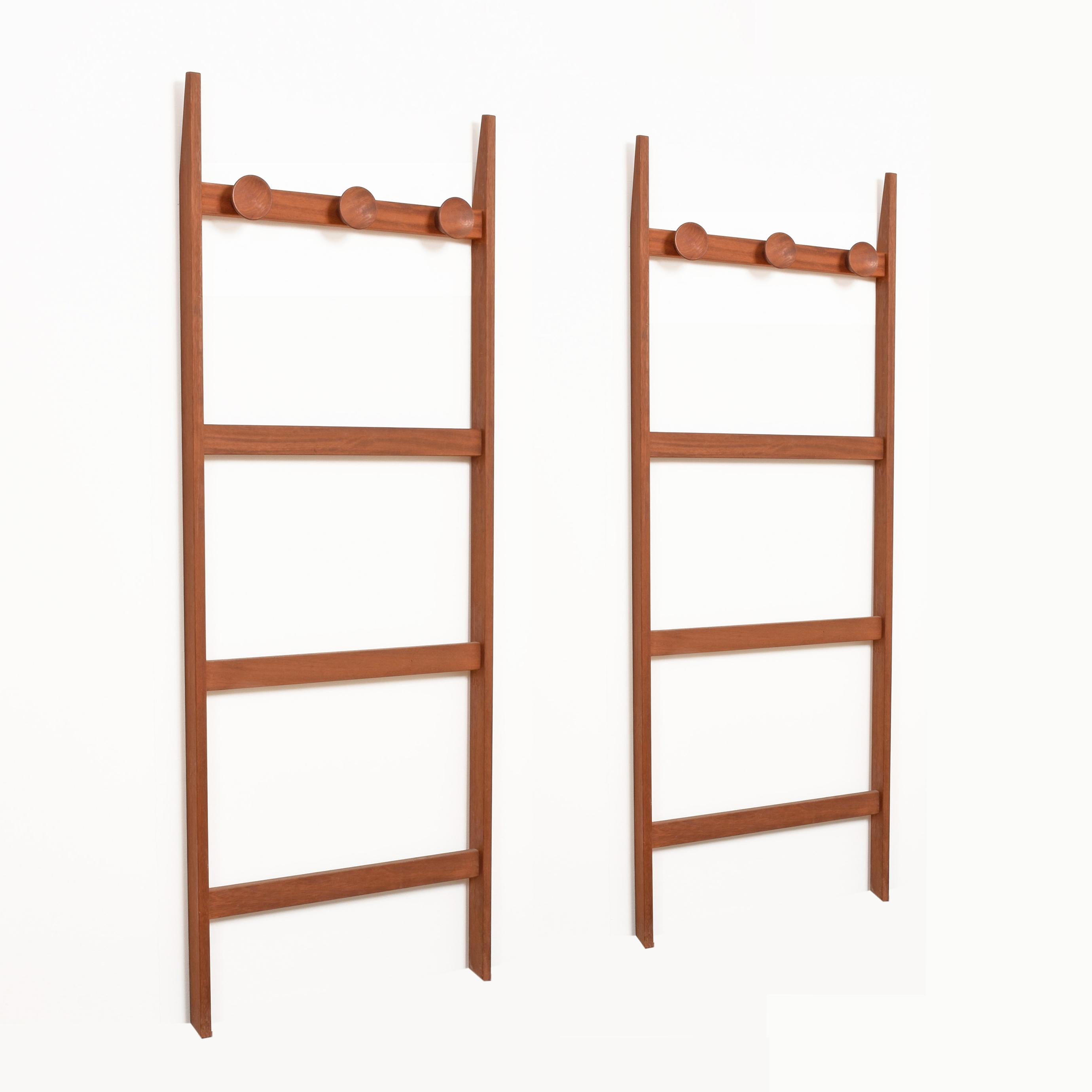 Wall Rack Teak Danish Mid-Century Teak Wall-Mounted Coat Racks, 1960s For Sale at 1stDibs