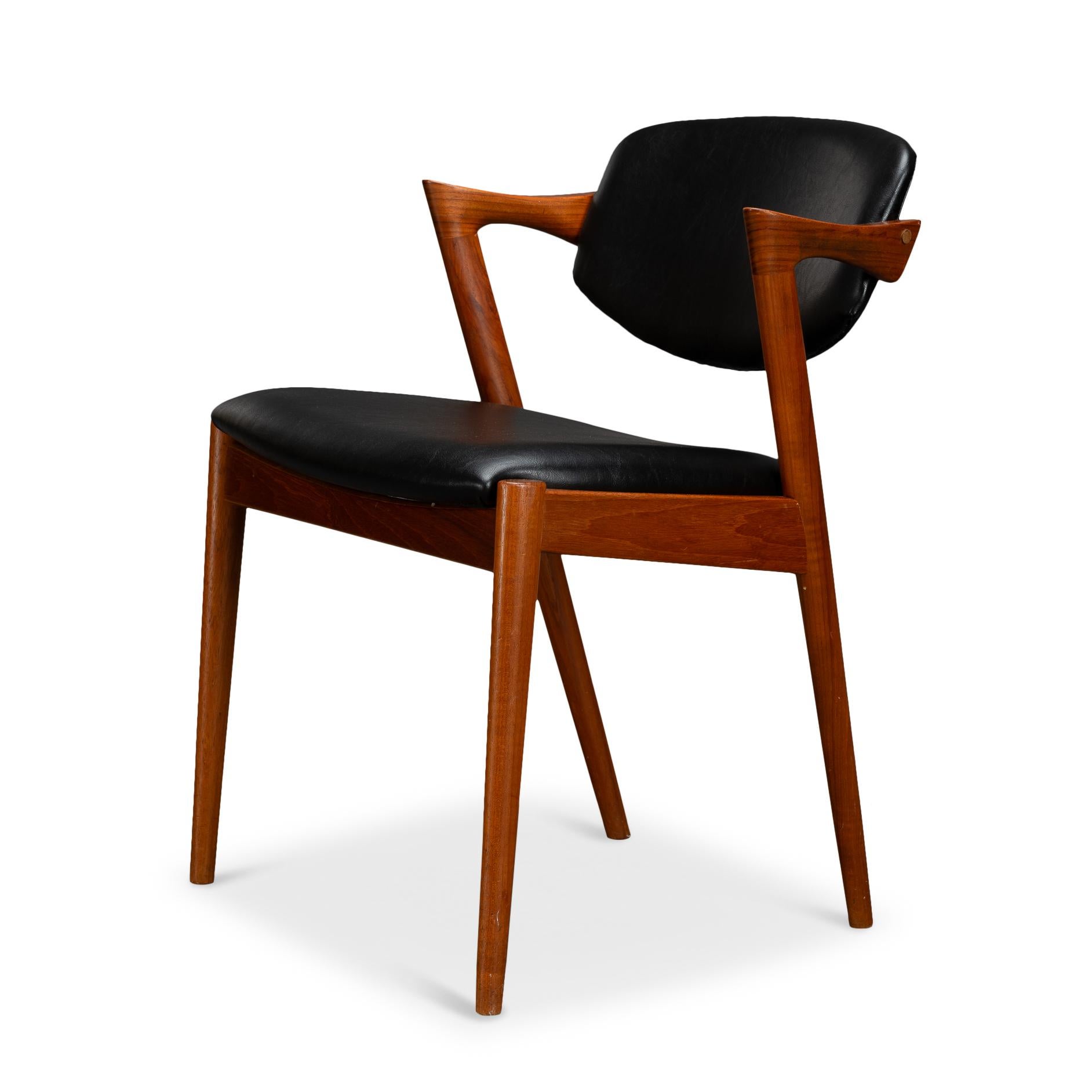 Mid-Century moderno Sedia a Z danese di metà secolo in teak, modello 42, di Kai Kristiansen, anni '60 in vendita