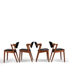Danish Mid-Century Teak Z-Chair, Model 42, by Kai Kristiansen, 1960s, Set of 4