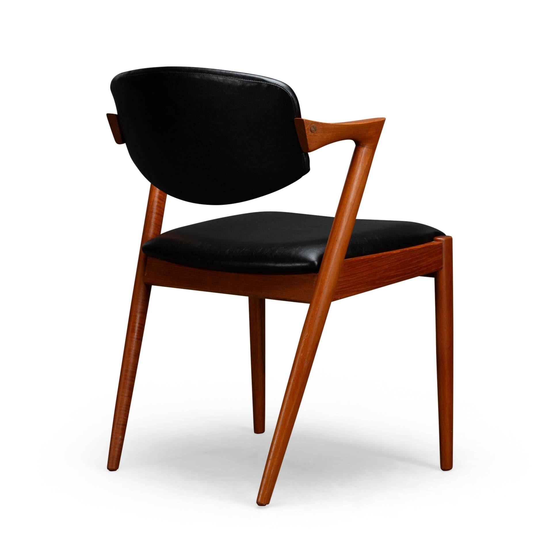 Sedia a Z danese di metà secolo in teak, modello 42, di Kai Kristiansen, 1960, set di 4 pezzi in vendita 2