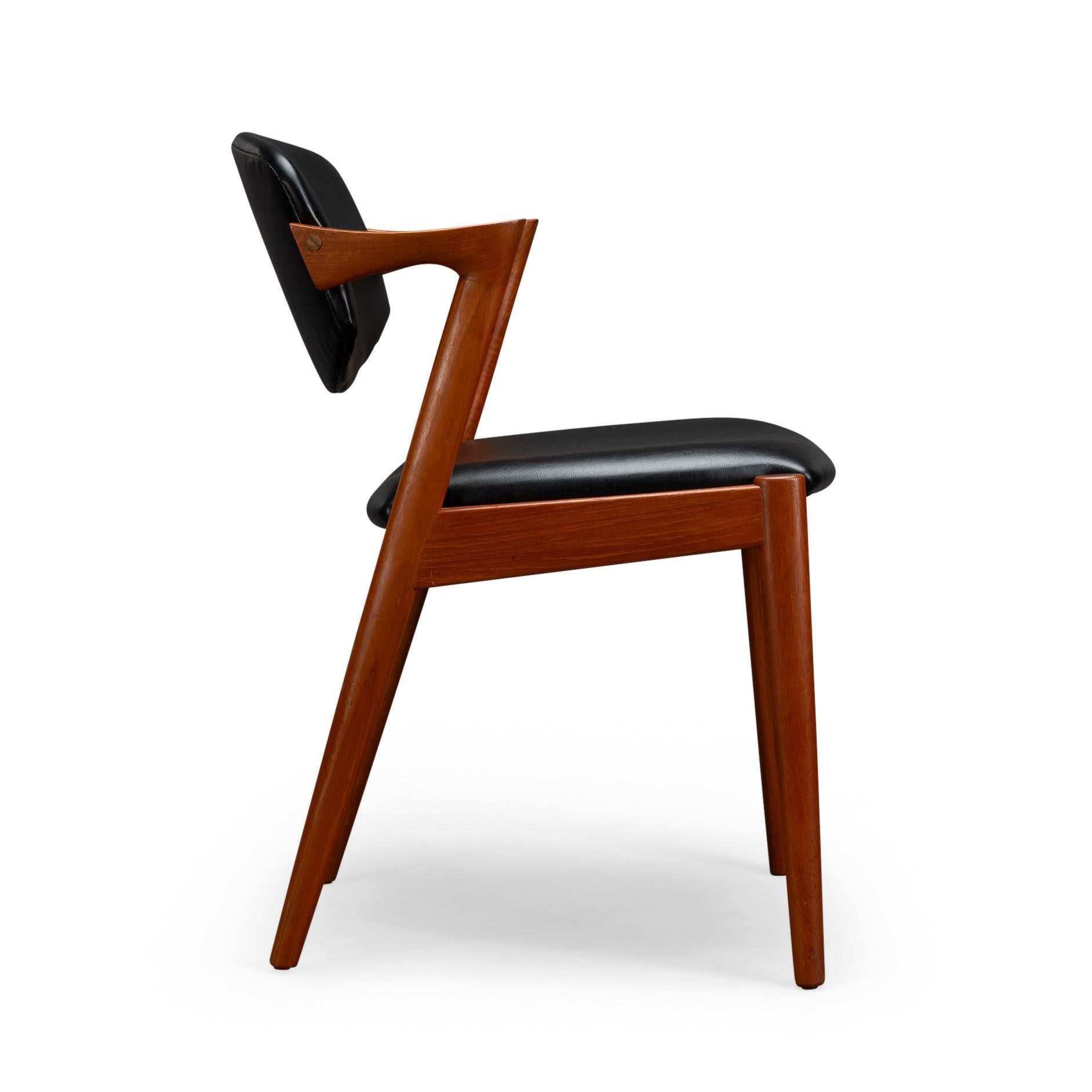 Sedia a Z danese di metà secolo in teak, modello 42, di Kai Kristiansen, 1960, set di 4 pezzi in vendita 3