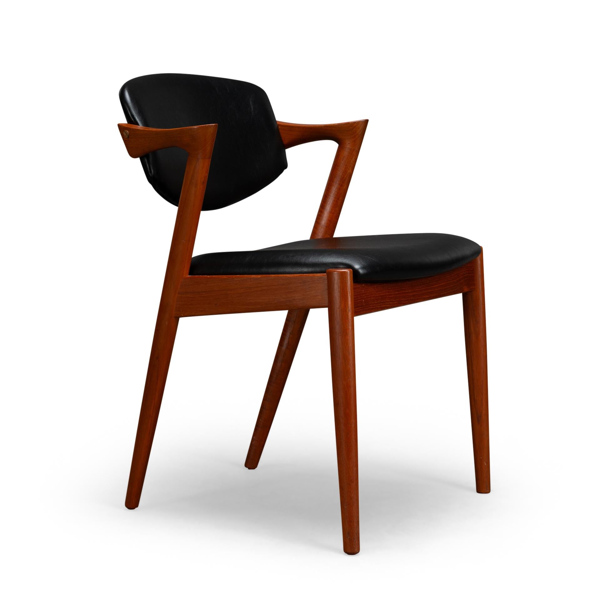 Sedia a Z danese di metà secolo in teak, modello 42, di Kai Kristiansen, 1960, set di 4 pezzi in vendita 4