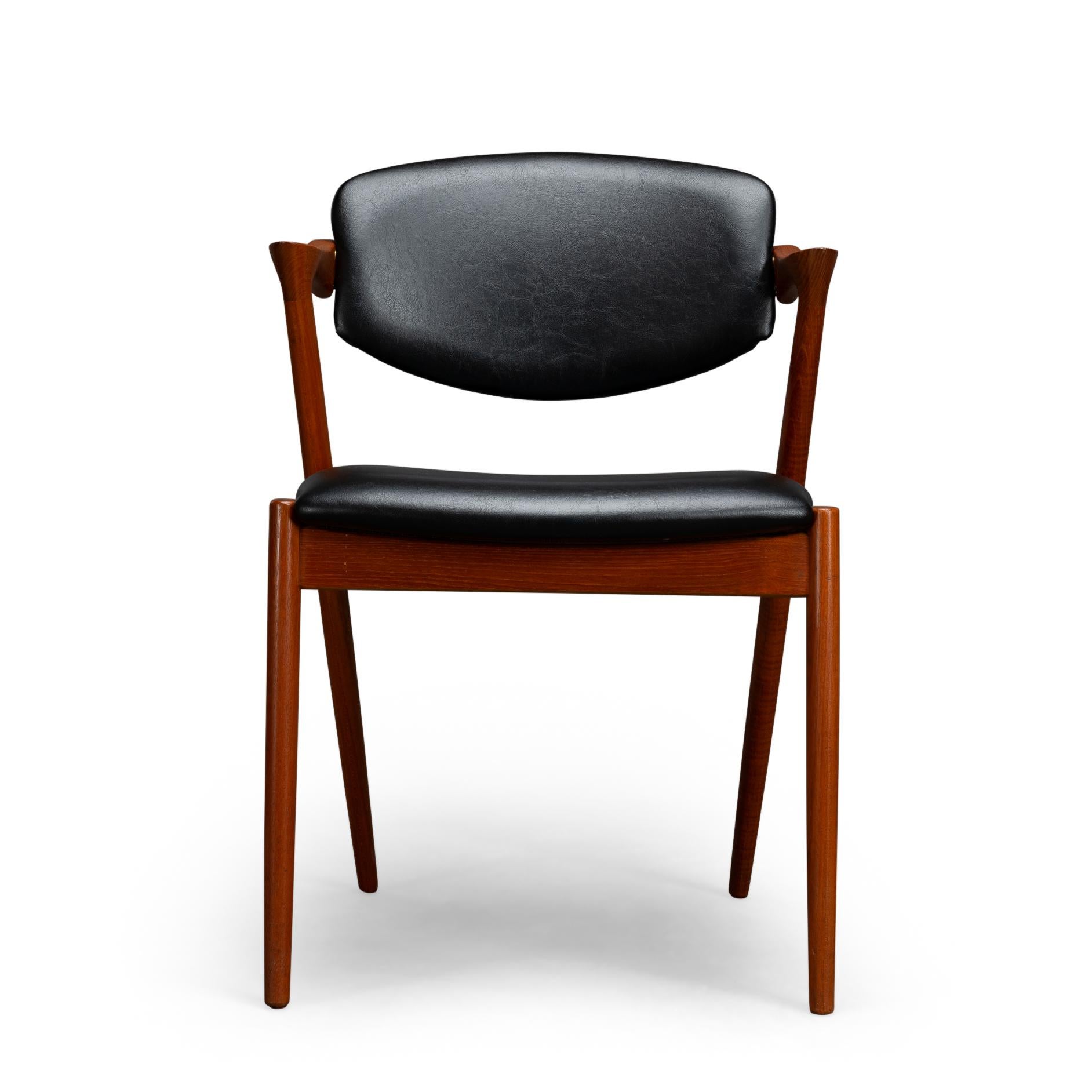 Sedia a Z danese di metà secolo in teak, modello 42, di Kai Kristiansen, 1960, set di 4 pezzi in vendita 5