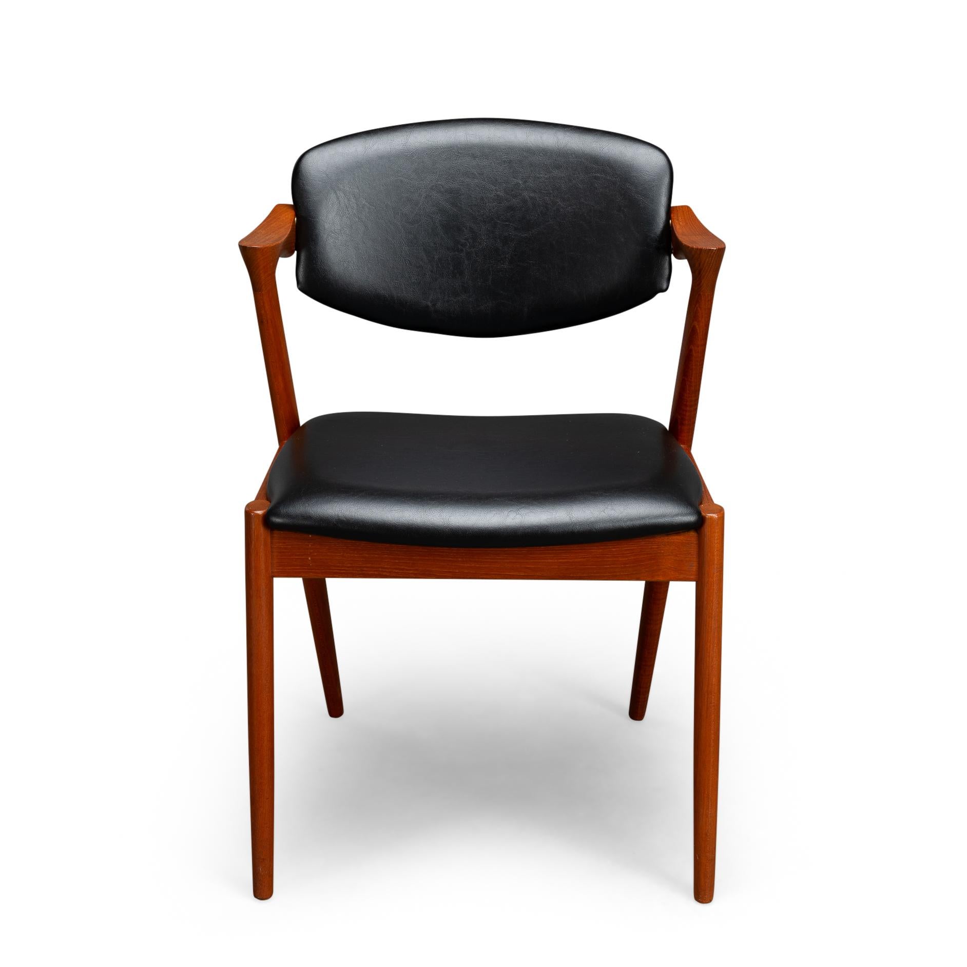 Sedia a Z danese di metà secolo in teak, modello 42, di Kai Kristiansen, 1960, set di 4 pezzi in vendita 6