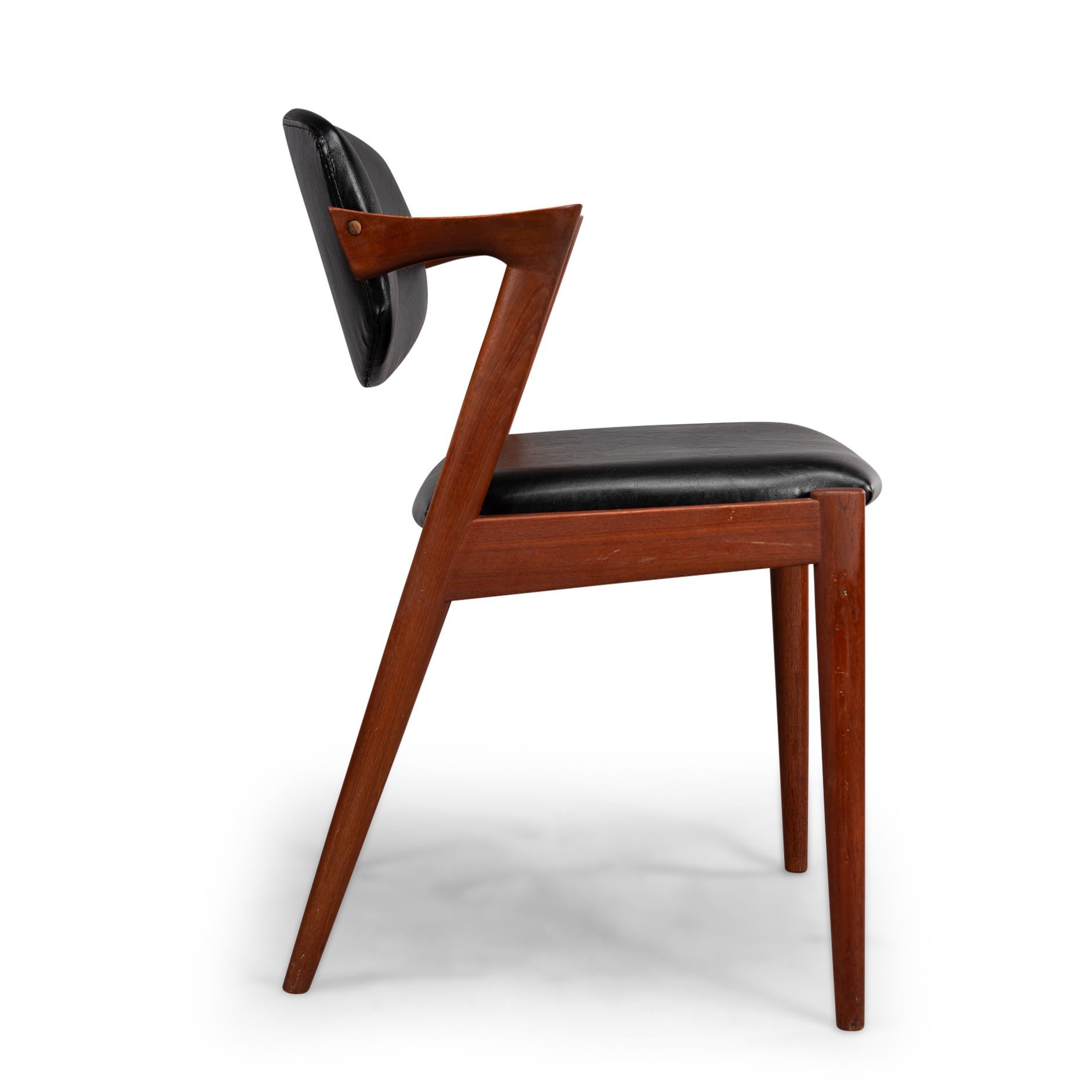 Danish Mid-Century Teak Z-Chair, Model 42, by Kai Kristiansen, 1960s, Set of 4 10