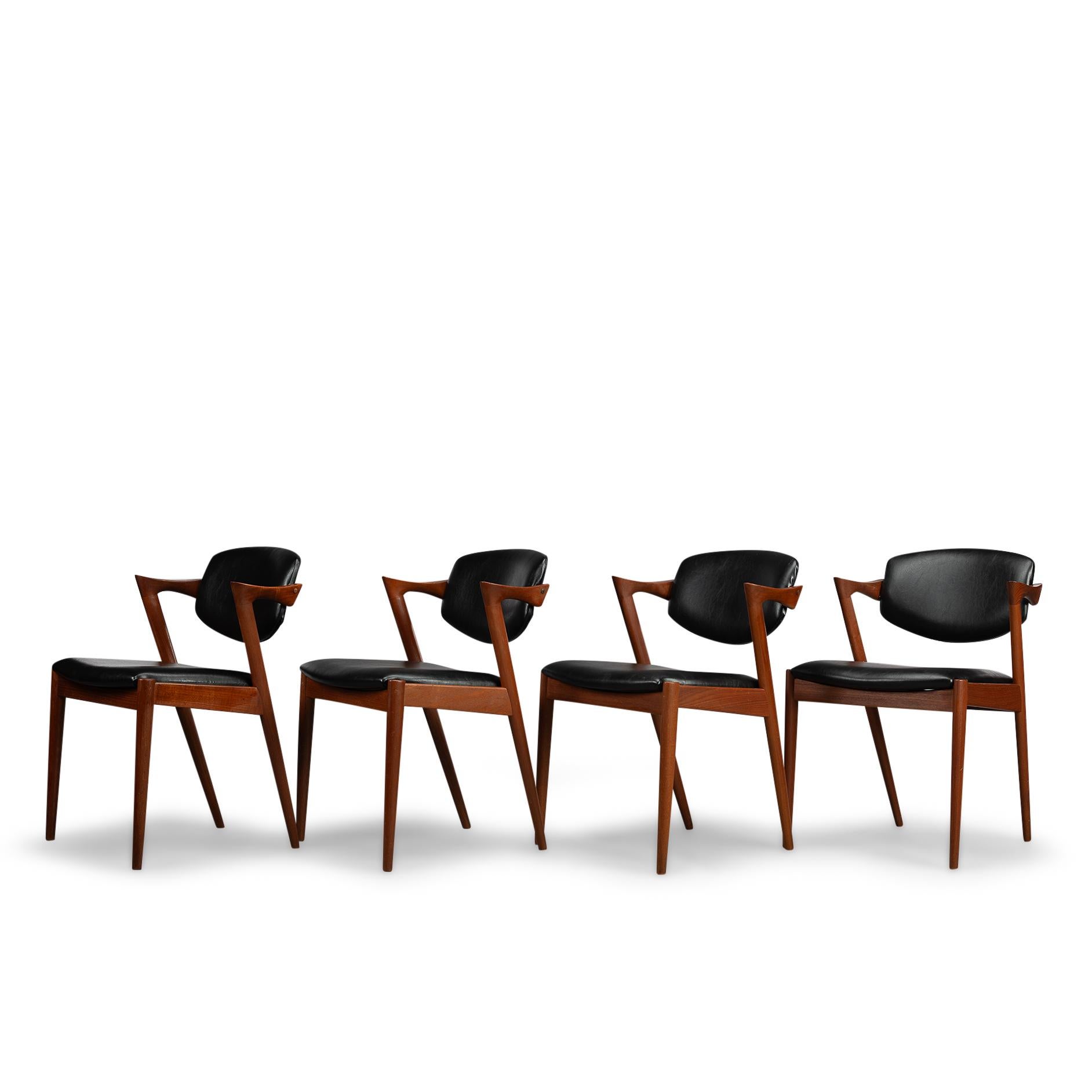 Dänischer Z-Stuhl aus Teakholz aus der Jahrhundertmitte, Modell 42, von Kai Kristiansen, 1960er Jahre, 4 Exemplare (Moderne der Mitte des Jahrhunderts)