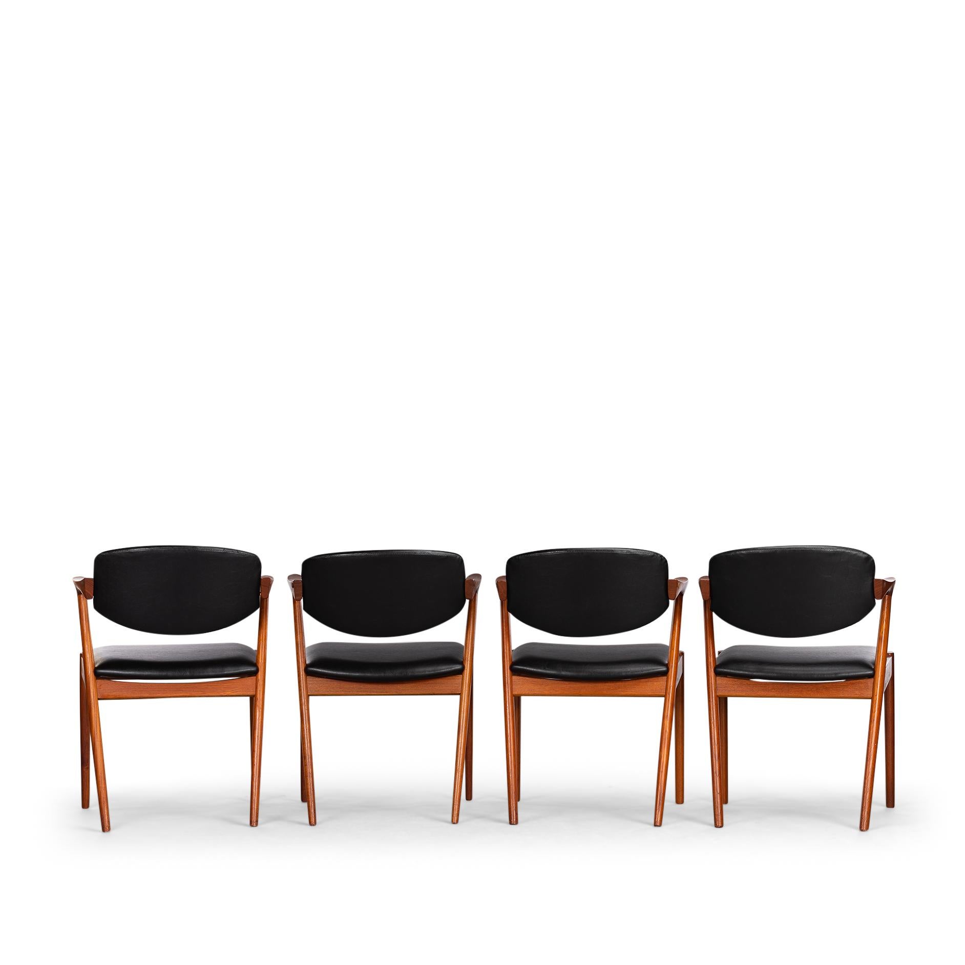 Mid-20th Century Danish Mid-Century Teak Z-Chair, Model 42, by Kai Kristiansen, 1960s, Set of 4