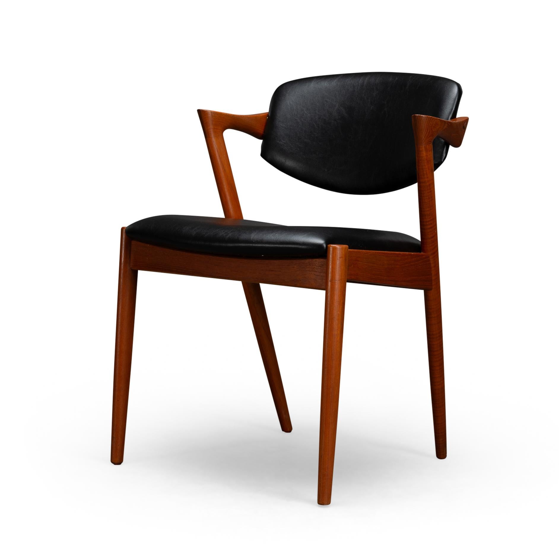 Sedia a Z danese di metà secolo in teak, modello 42, di Kai Kristiansen, 1960, set di 4 pezzi in vendita 1