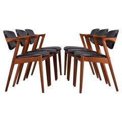 Danish Mid-Century Teak Z-Chair, Model 42, by Kai Kristiansen, 1960s, Set of 6