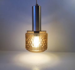 Danish Modern Olive Green Glass Pendant Ceiling Lamp, 1960s