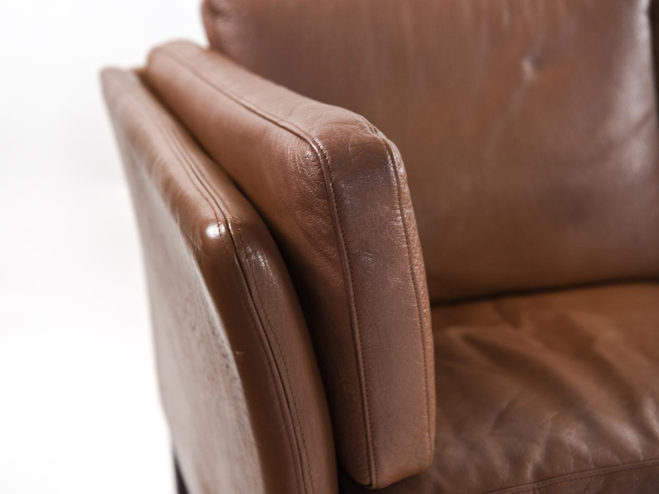 Mid-Century Modern Danish Midcentury Three-Seat Leather Sofa by Mogens Hansen