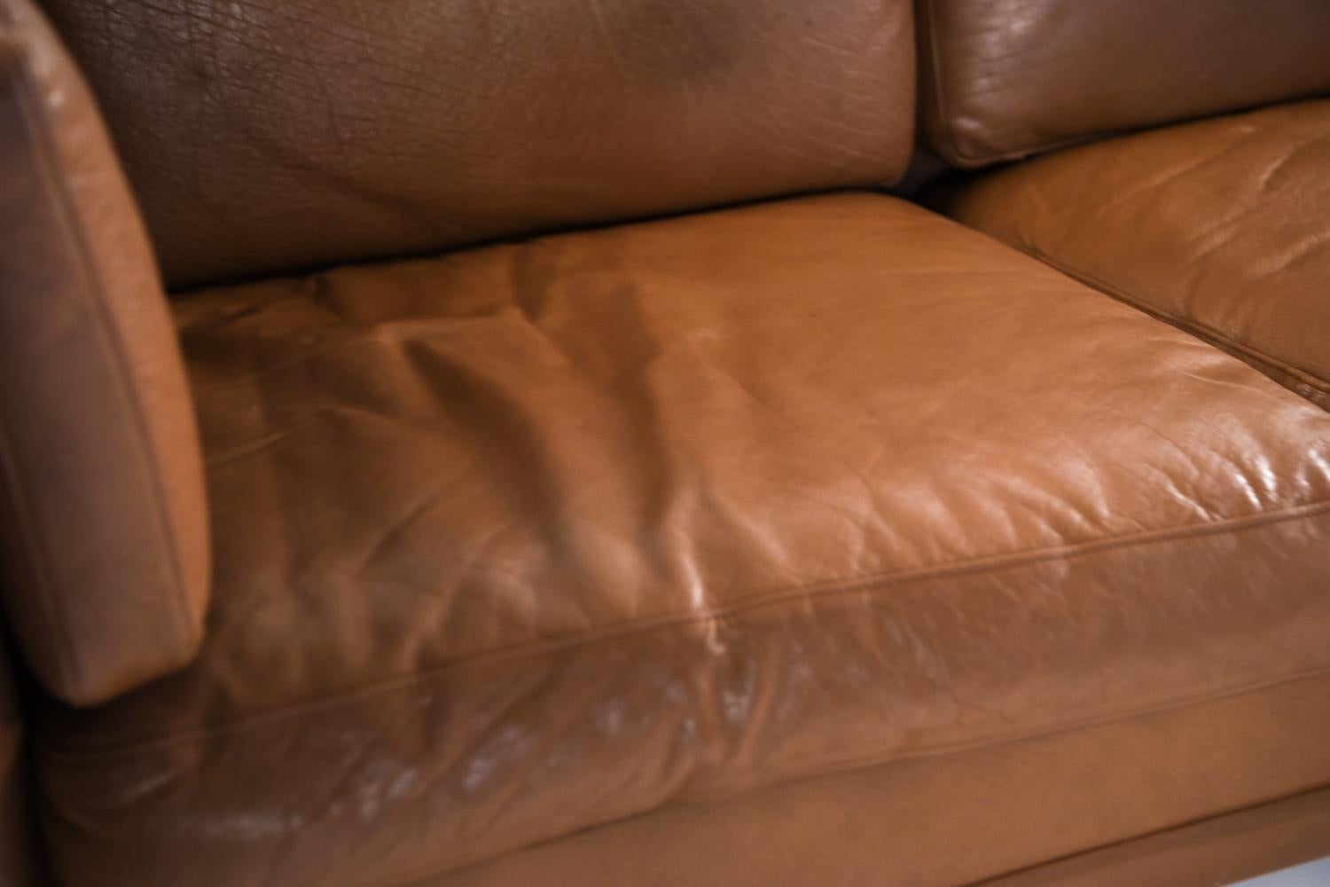 Danish Midcentury Three-Seat Leather Sofa by Mogens Hansen In Good Condition In Norwalk, CT