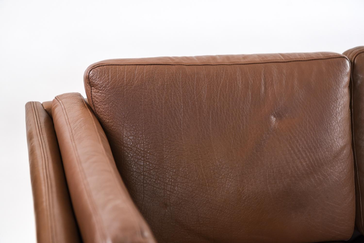 20th Century Danish Midcentury Three-Seat Leather Sofa by Mogens Hansen