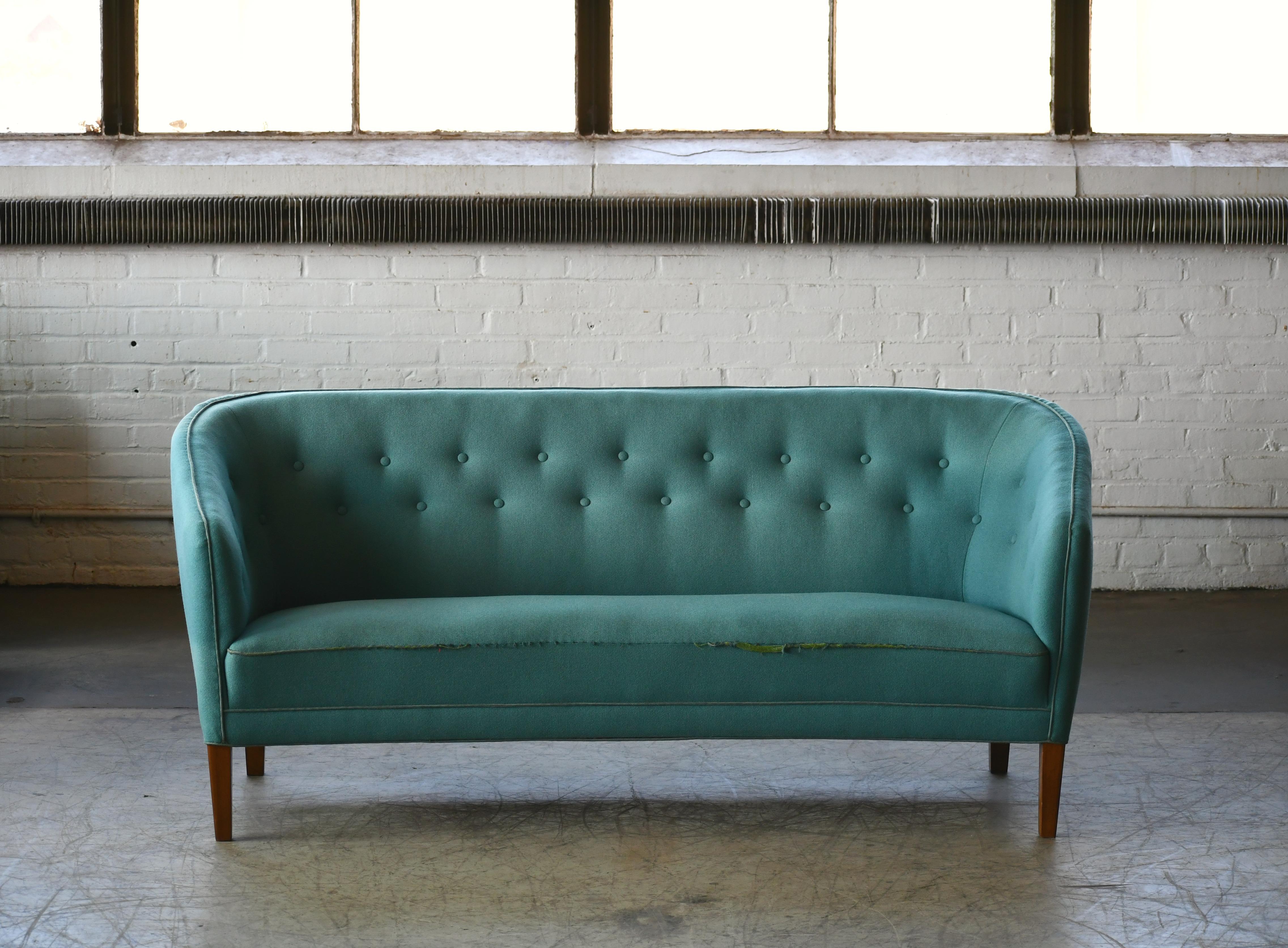 Mid-Century Modern Danish Midcentury Three-Seat Sofa by Ludvig Pontoppidan, circa 1950