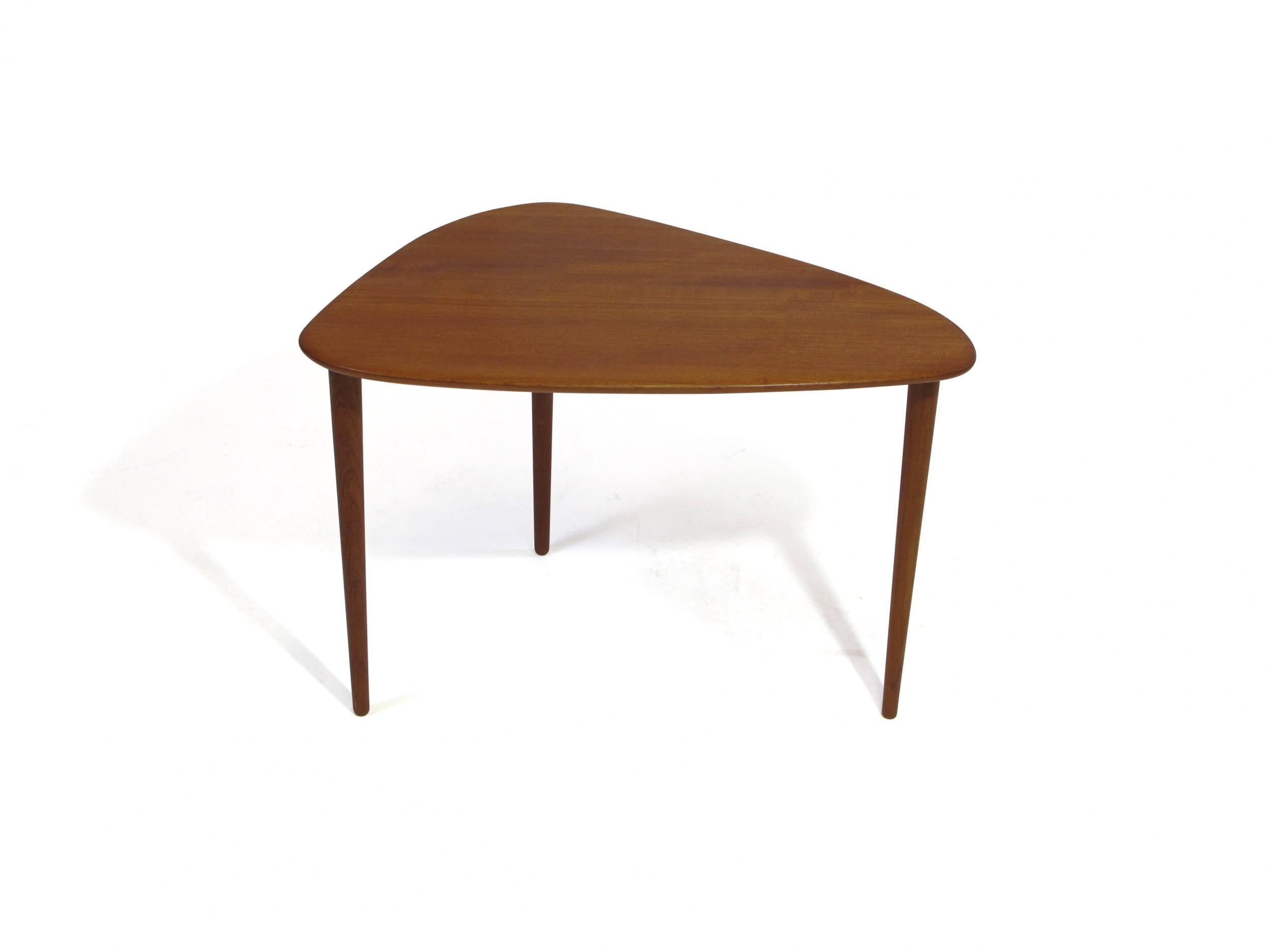 Danish Mid-Century Triangle Side Table of Teak In Excellent Condition In Oakland, CA