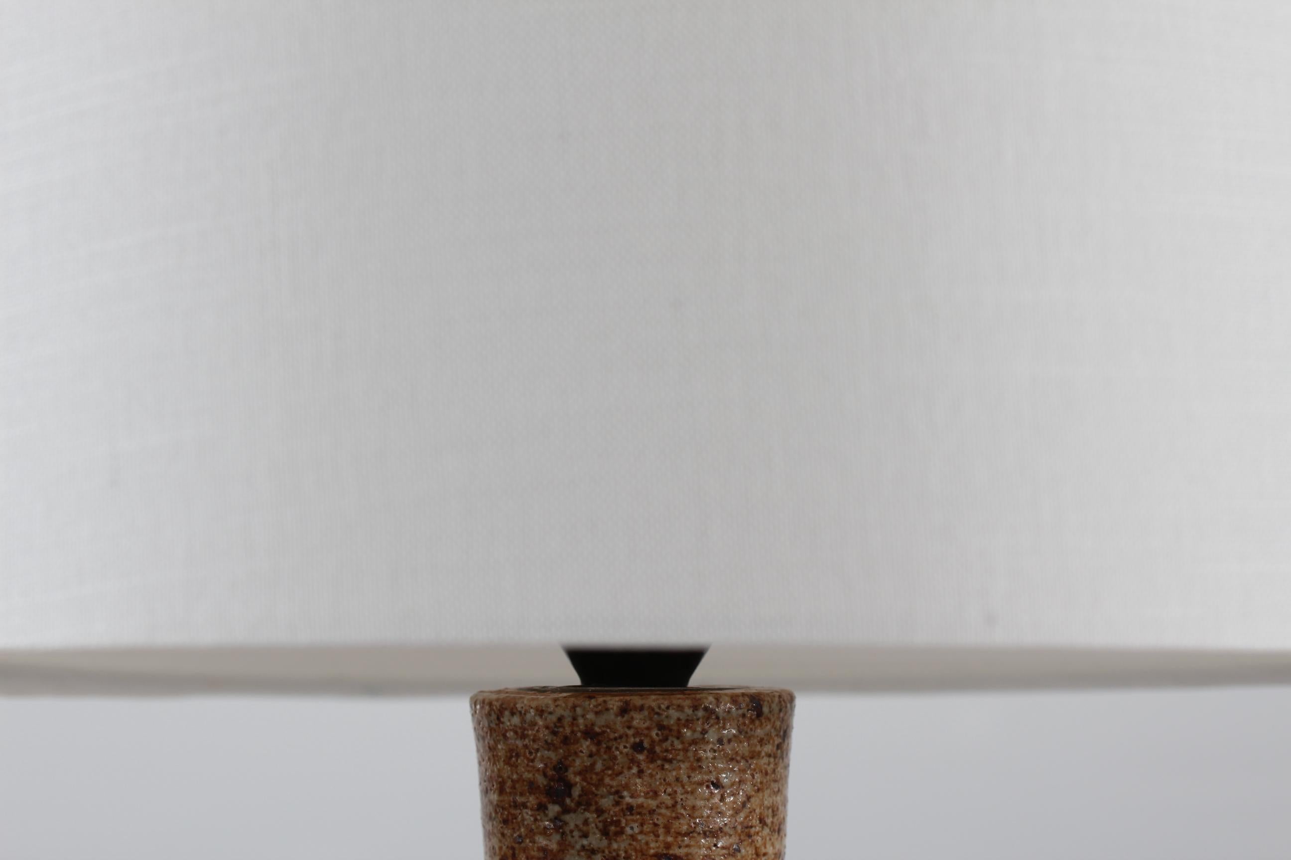 Mid-Century Modern Danish Mid-Century Tue Poulsen Rustic Stoneware Table Lamp 1970s with New Shade