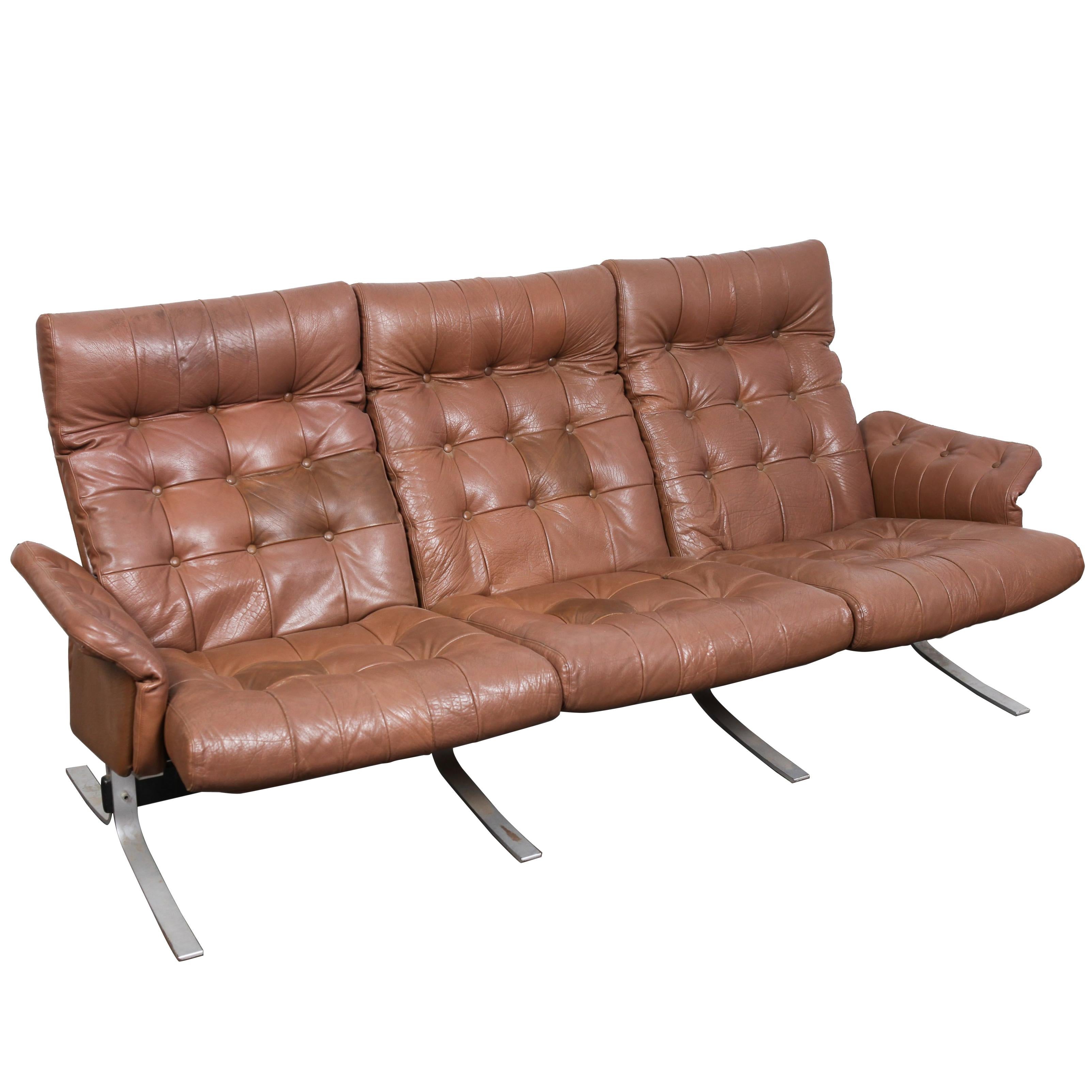 Danish Mid-Century Tufted Leather "Atlantis" Sofa by Ebbe Gehl & Søren Nissen For Sale