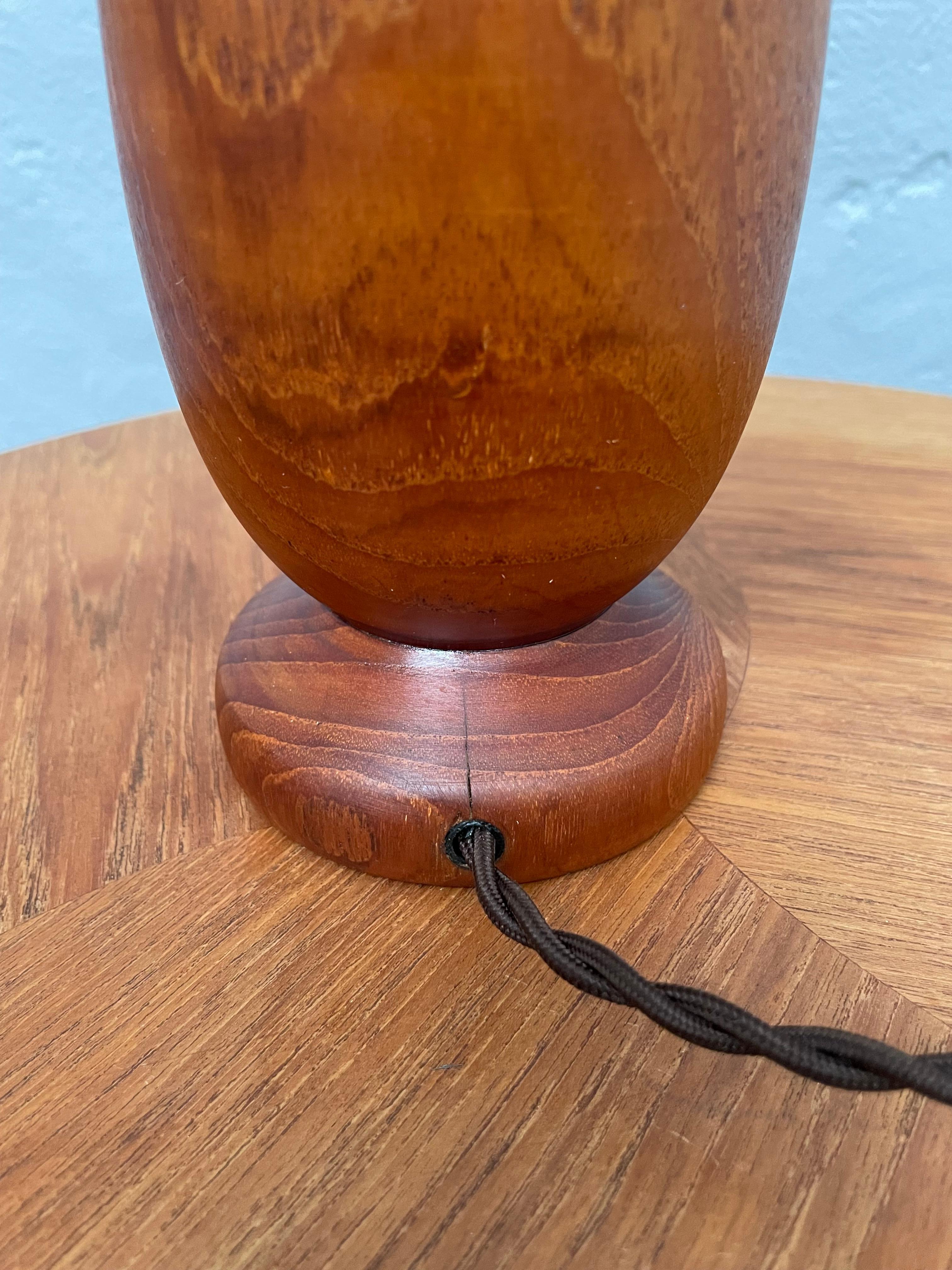 Mid-20th Century Danish Mid Century Turned Teak Table Lamp With Le Klint Shade For Sale