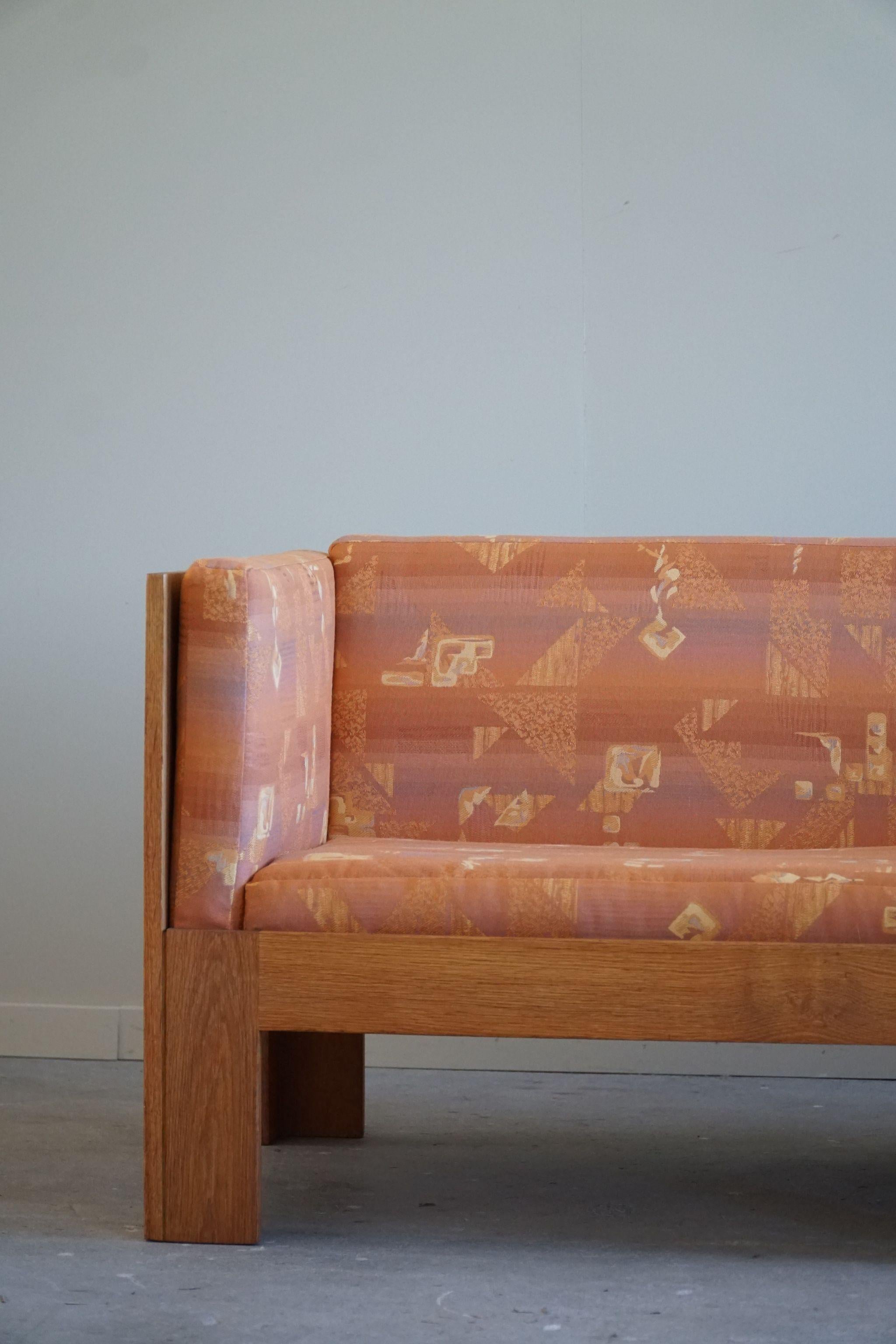 Danish Mid Century Two Seater Sofa in Oak, Reupholstered, by Tage Poulsen, 1960s For Sale 4