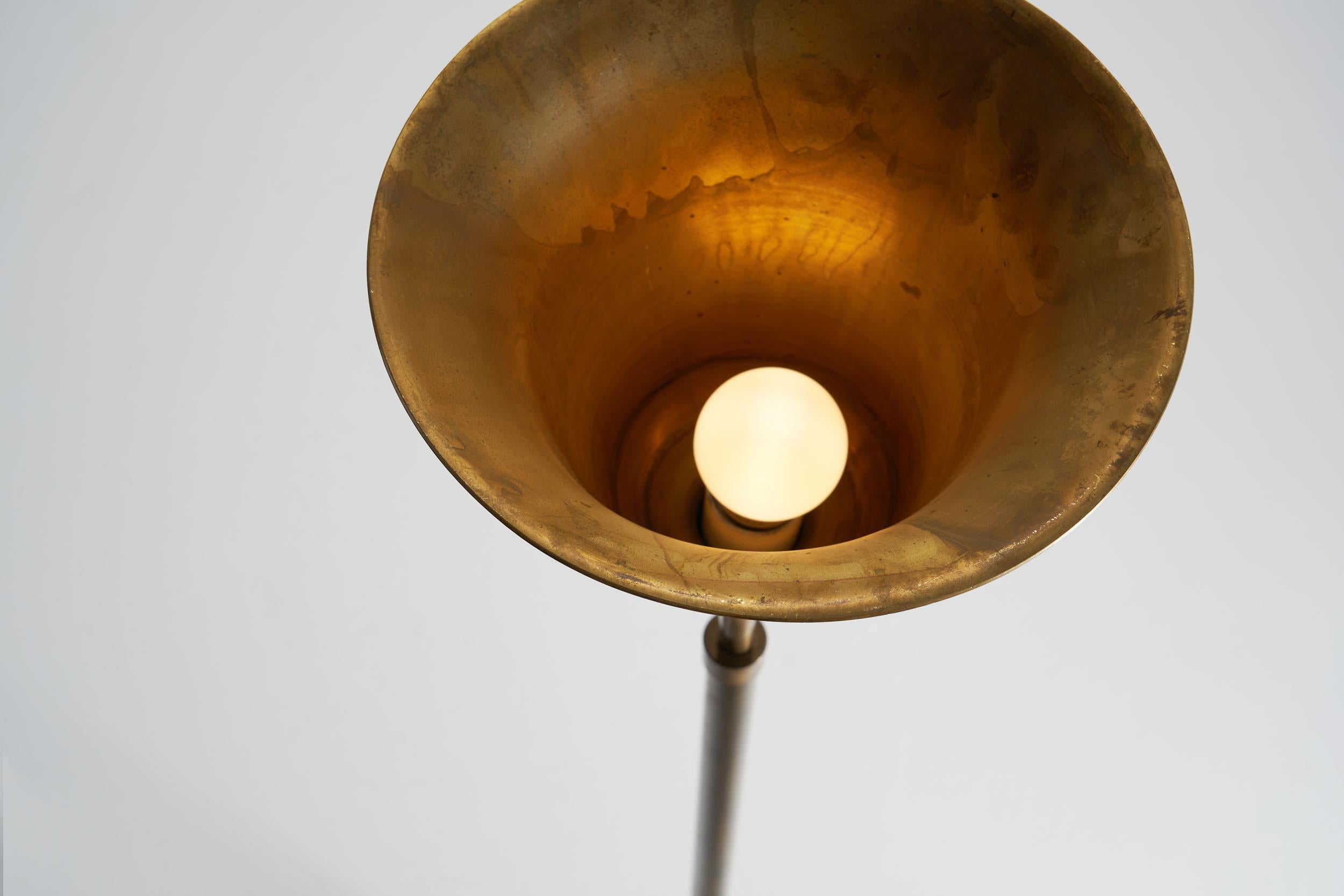 Danish Midcentury Uplight Floor Lamp in Brass, Denmark, 1940s 5