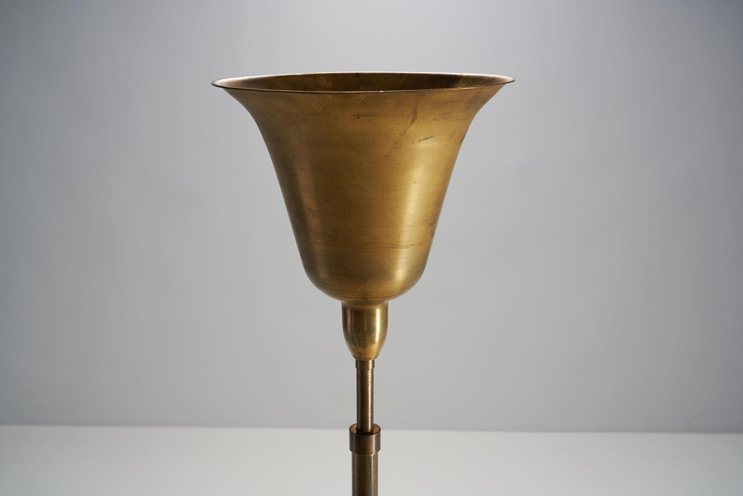 Danish Midcentury Uplight Floor Lamp in Brass, Denmark, 1940s 2