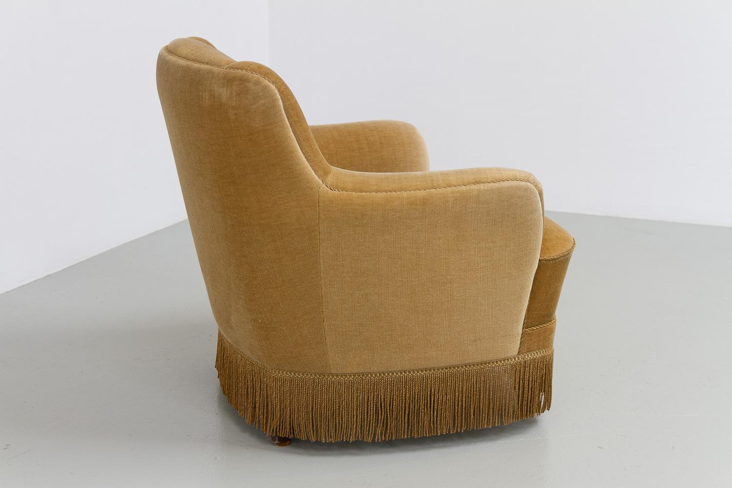 Chaise longue danoise en velours du milieu du siècle, années 1960. Bon état - En vente à Asaa, DK